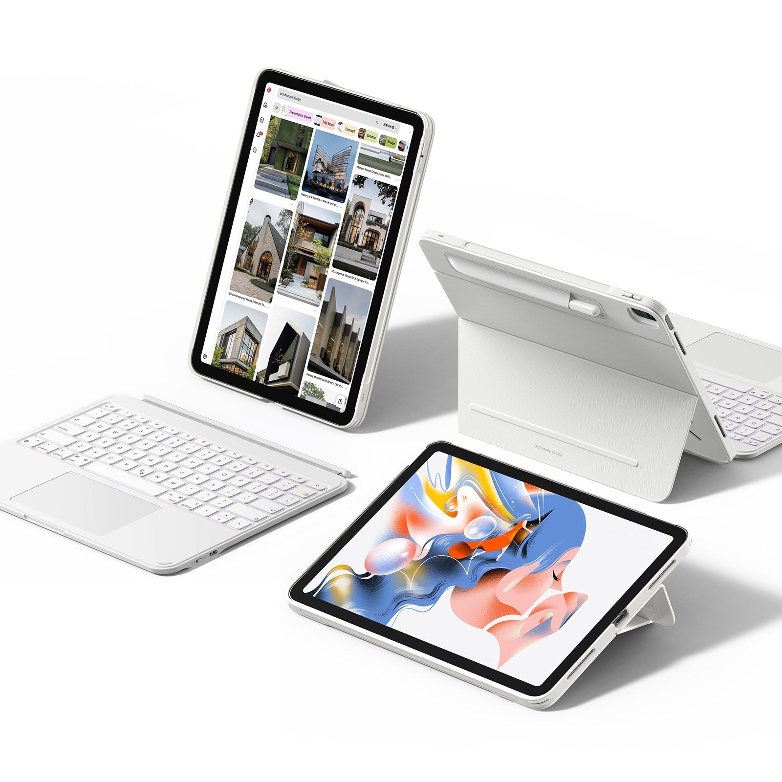 ESR iPad 10th Gen Shift Keyboard Case (Detachable) - US Layout-White