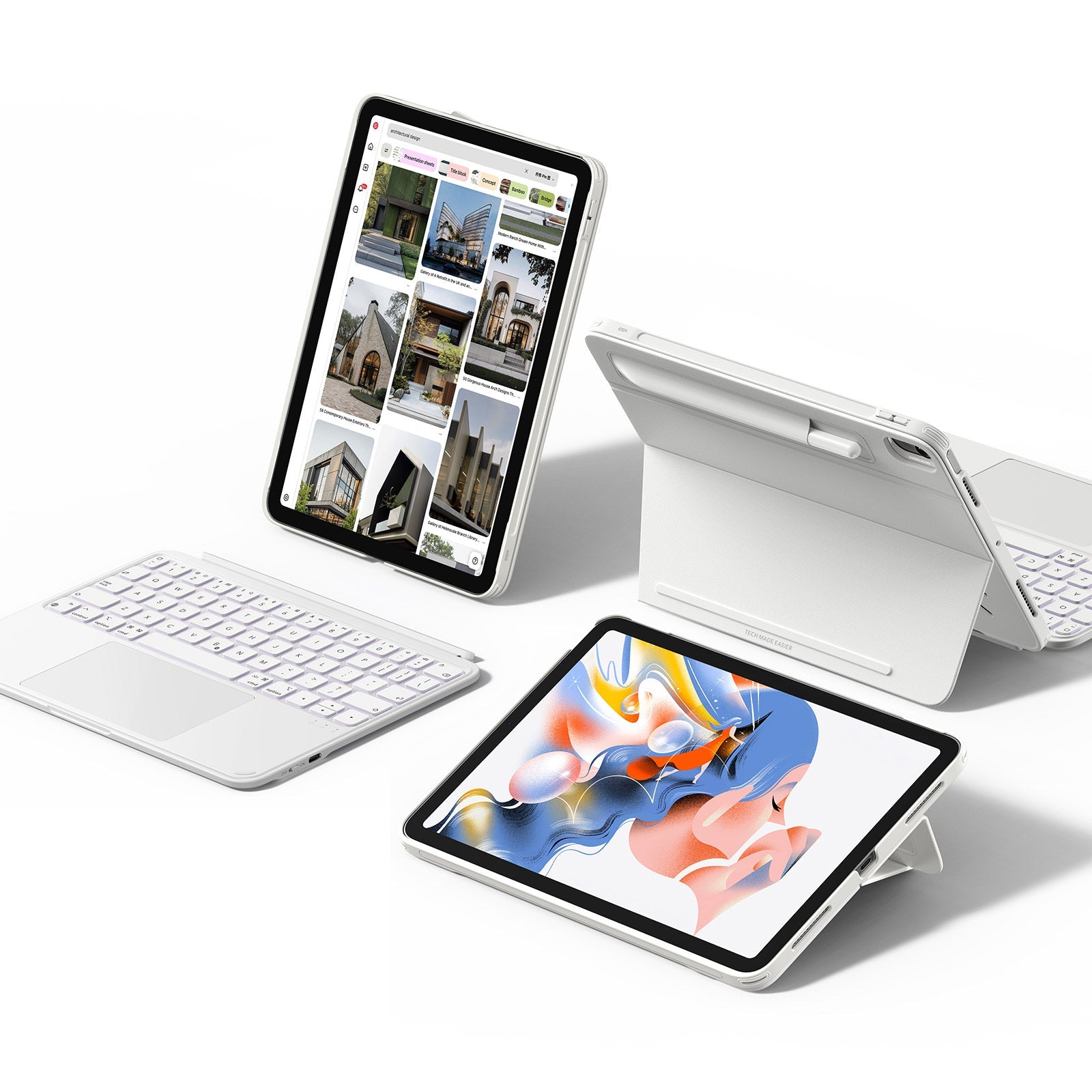 ESR iPad Air 10.9" (5th/4th Gen) Shift Keyboard Case (Detachable) -US Layout-White