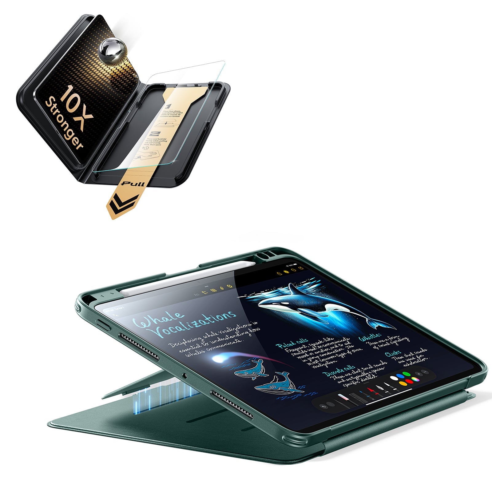 ESR iPad Pro 11" (M5) 2025 Bundle Flip Magnetic Case (Pencil Holder) & Armorite Pro Screen Pro