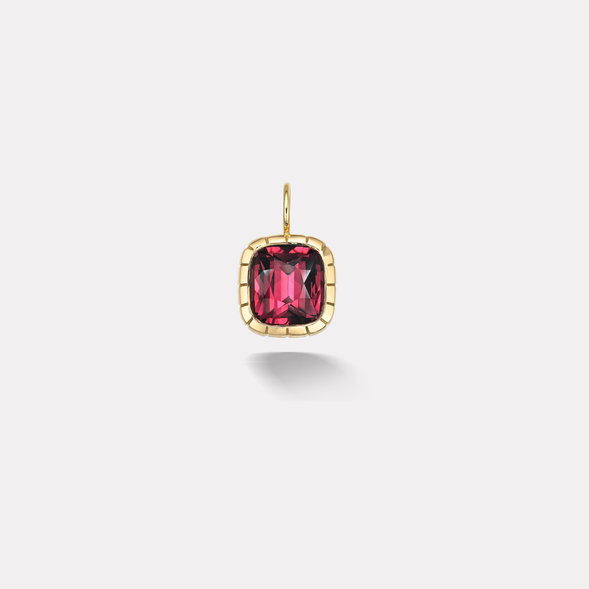 Retrouvai 7.4ct Cushion Rhodolite Garnet Heirloom Bezel Charm