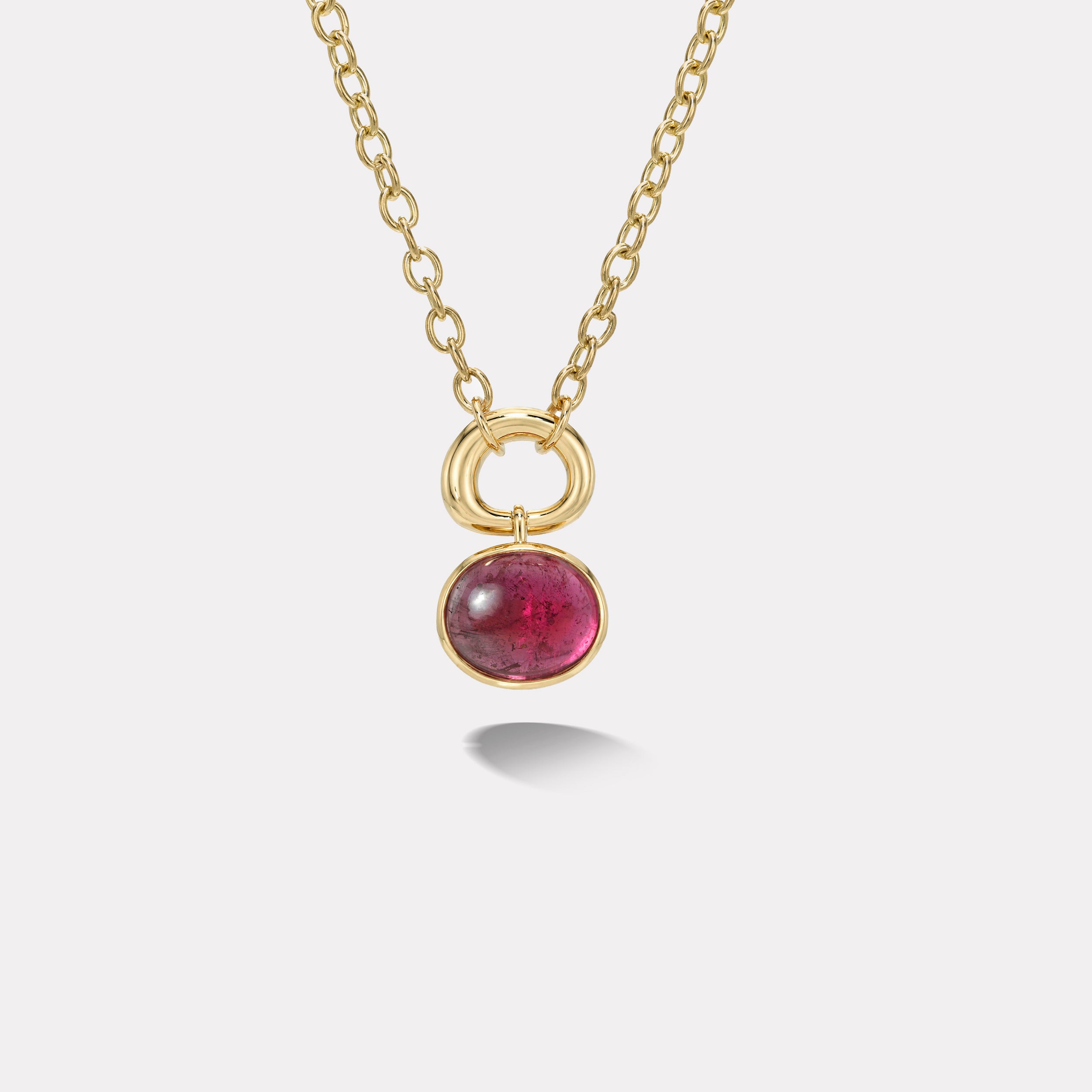 Retrouvai 6.71ct Cabochon Oval Rubellite Vein Pendant