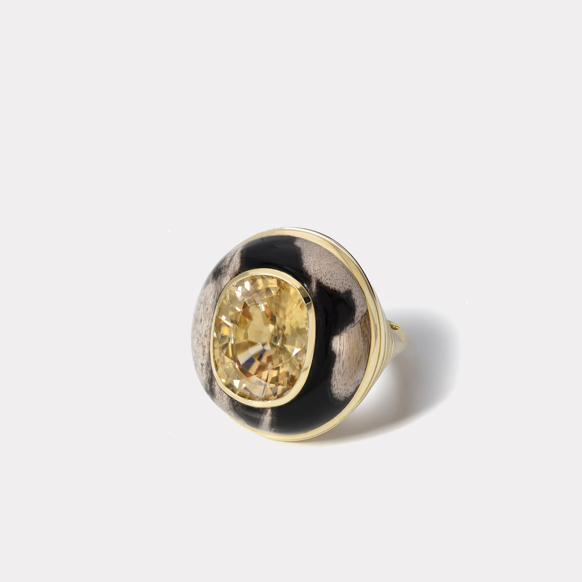 Retrouvai Zircon and Petrified Wood Classic Lollipop Ring