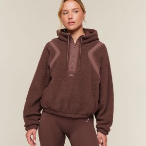 Gymshark Sherpa 1/4 Zip Jacket - Espresso Brown
