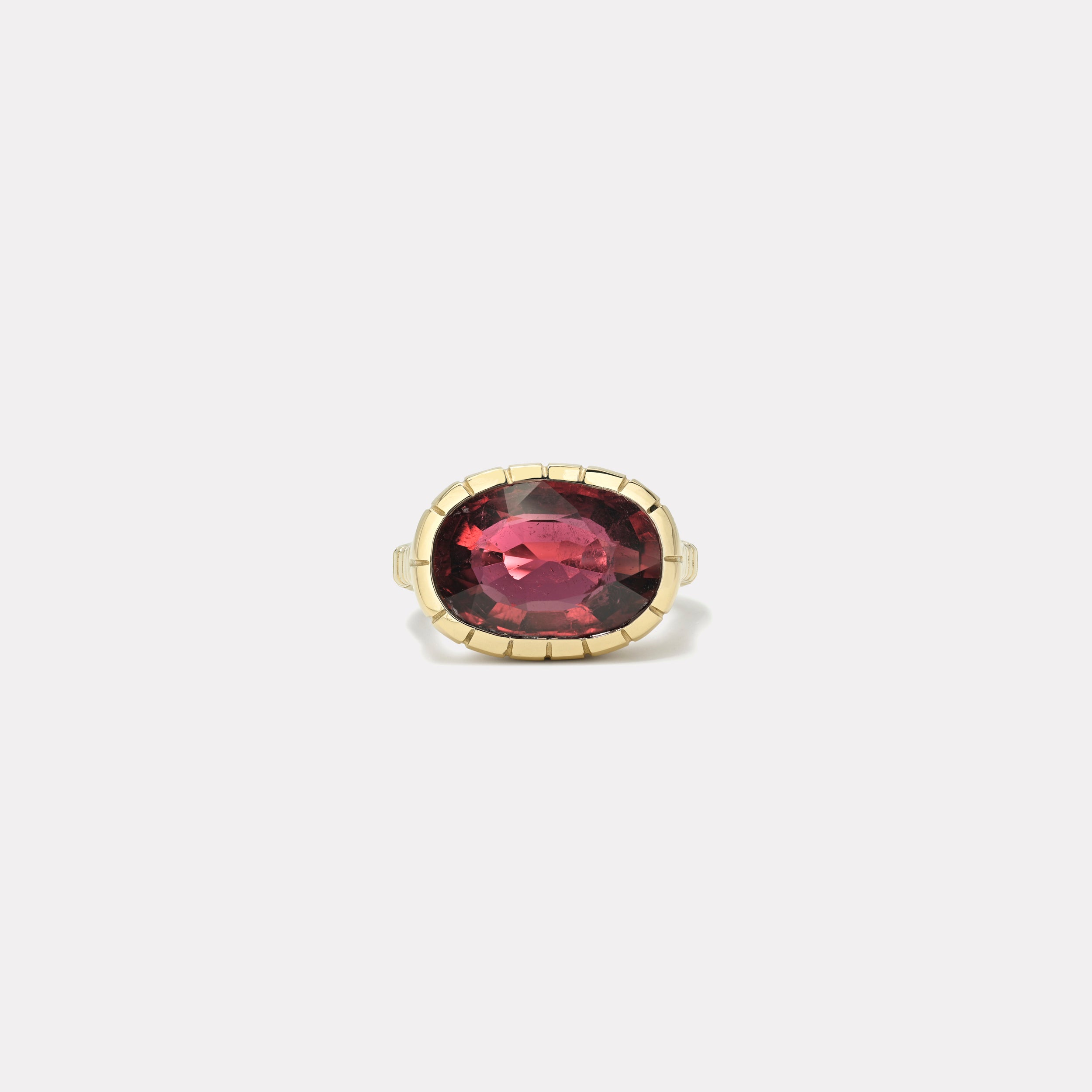 Retrouvai 8.16ct Oval Rubellite Heirloom Bezel Ring