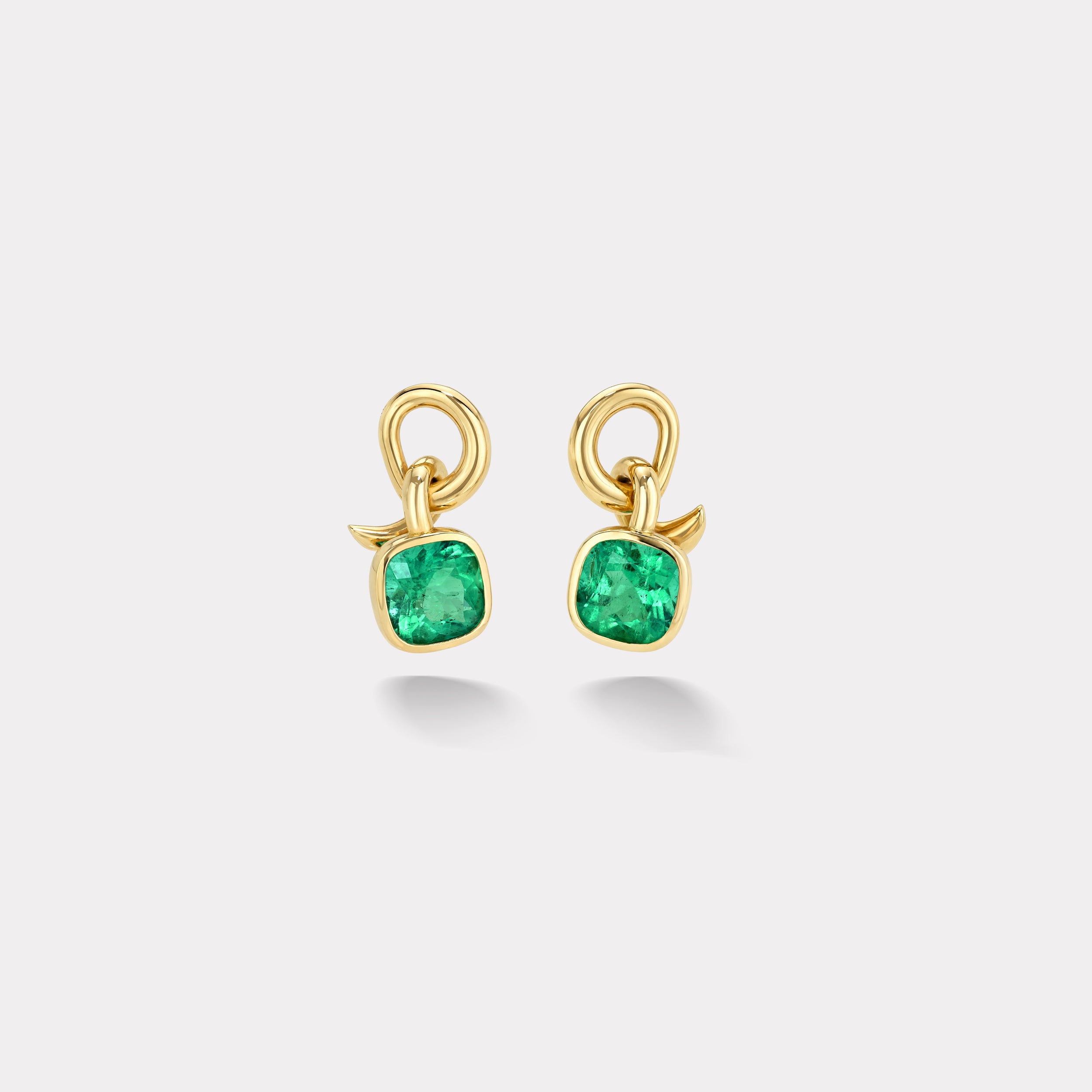 Retrouvai 5.77ct Cushion Emerald Vein Earrings