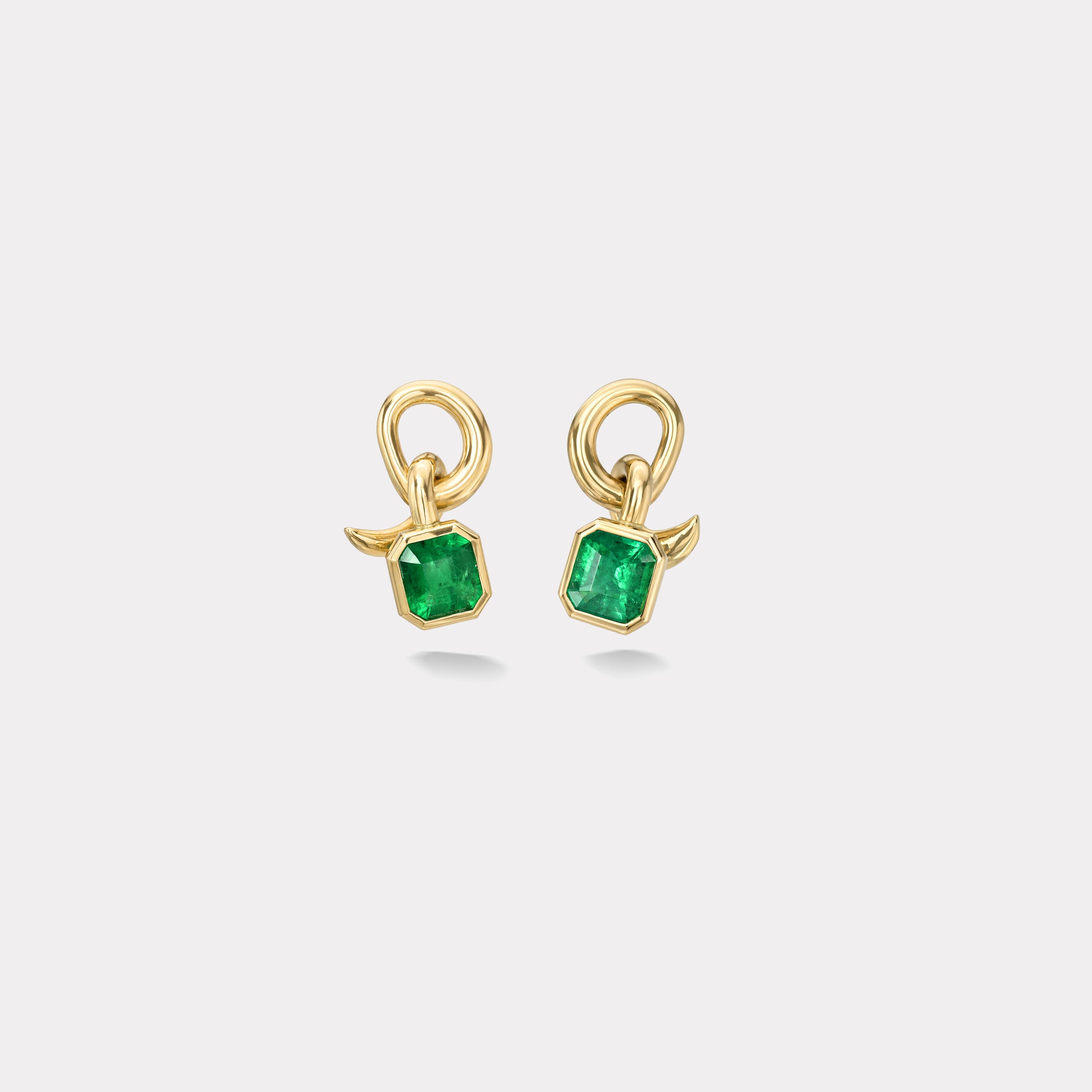 Retrouvai 2.45ct Emerald Cut Emerald Vein Earrings
