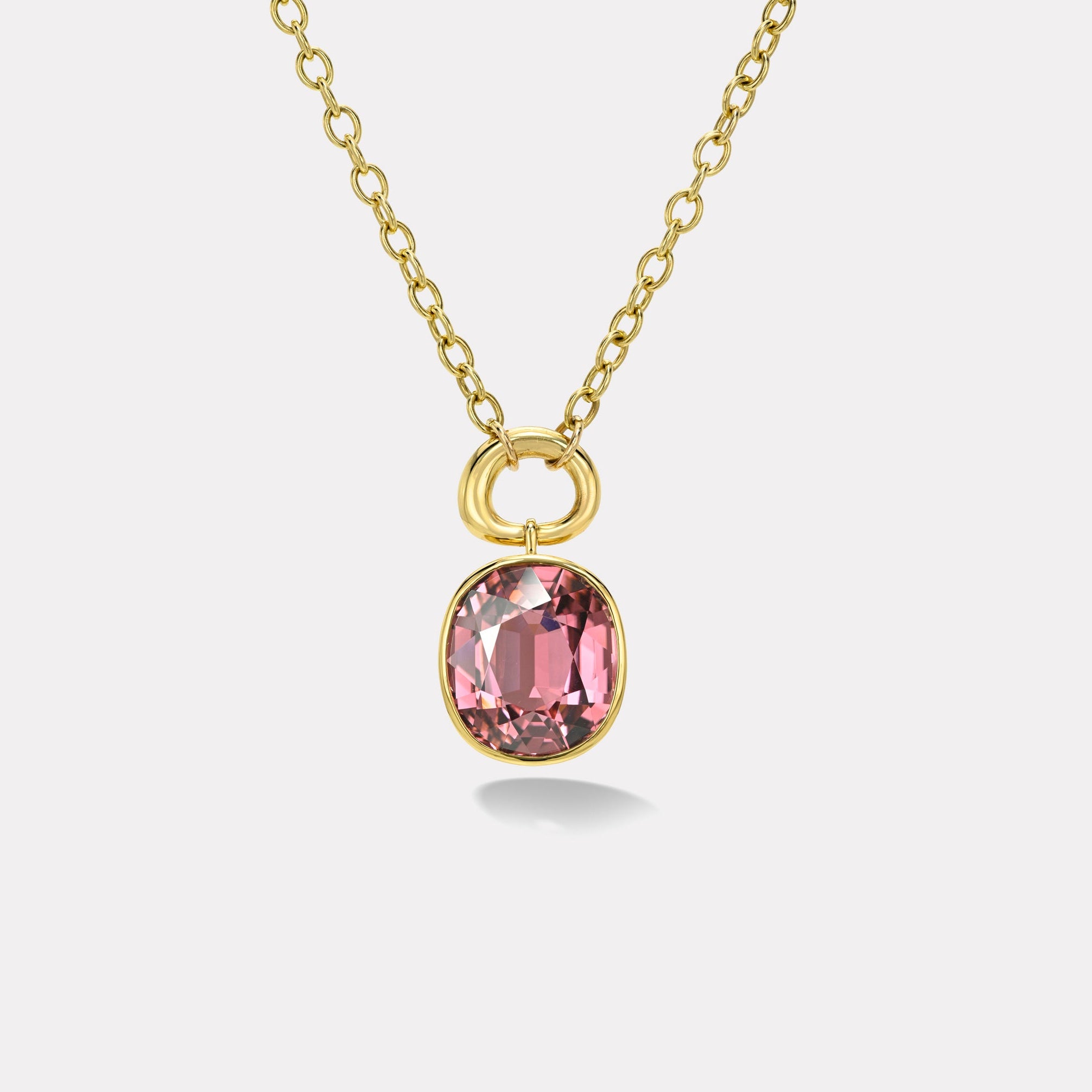 Retrouvai 15.81ct Cushion Pink Tourmaline Vein Pendant