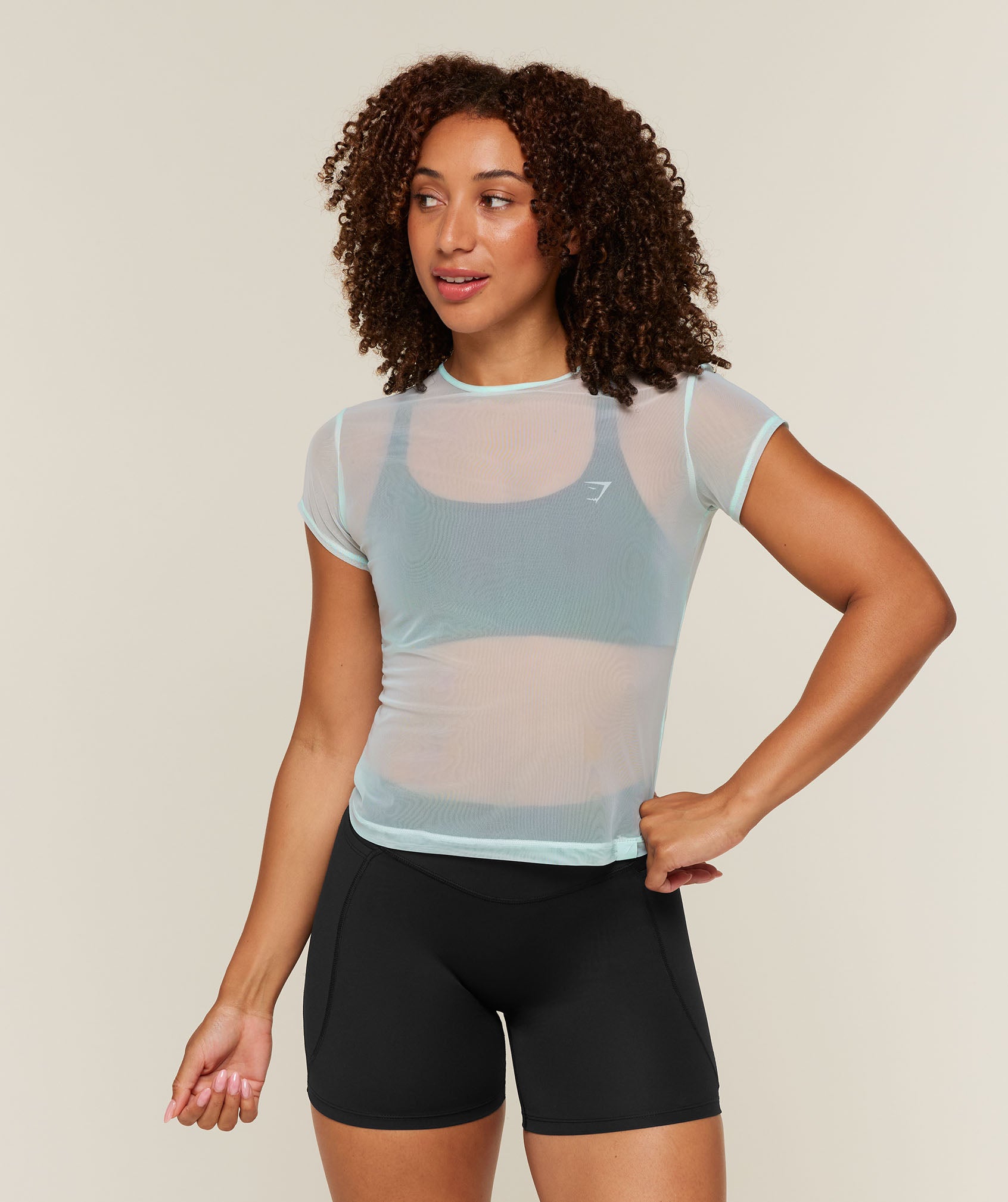 Gymshark Hybrid Mesh T-Shirt - Serene Blue