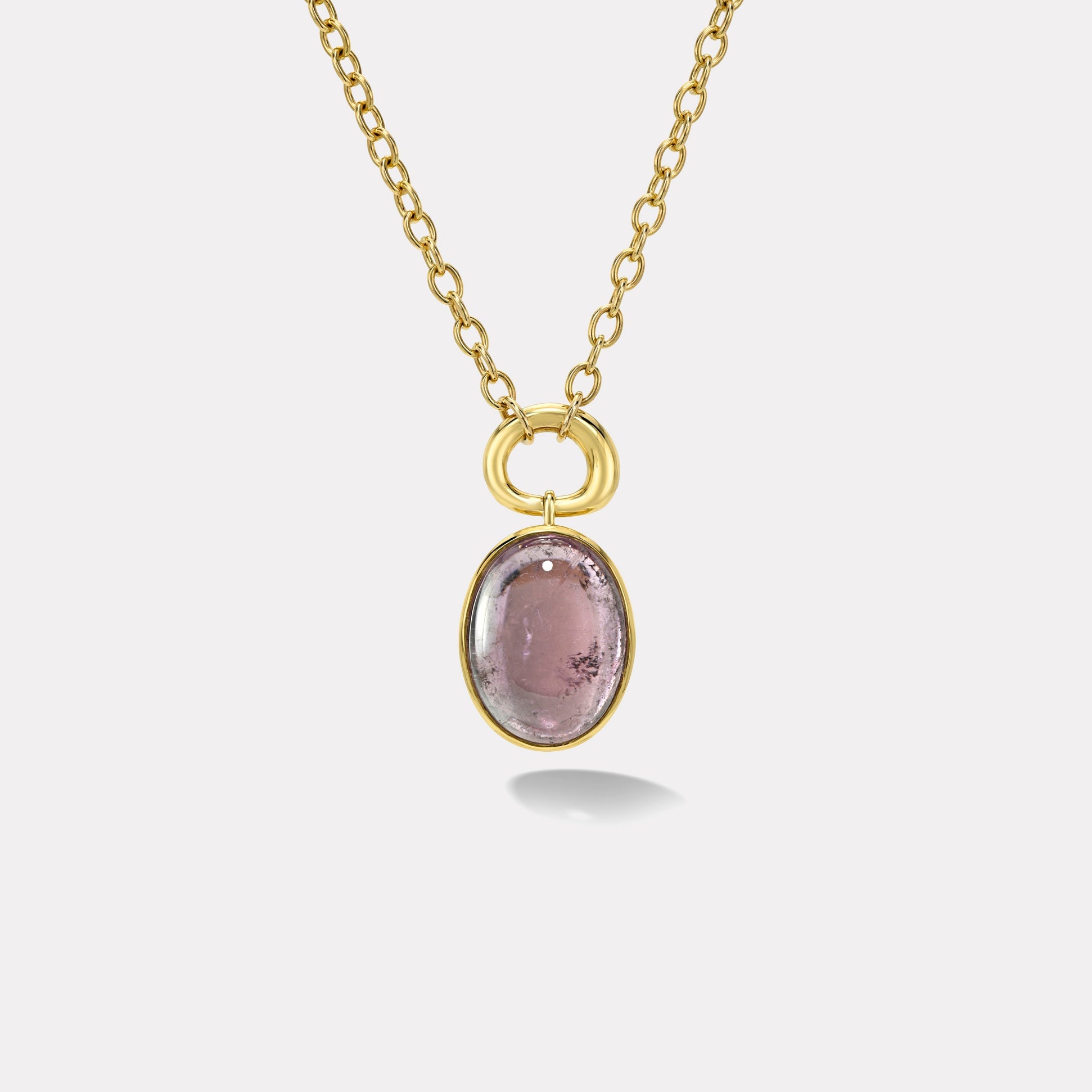 Retrouvai 19.27ct Cabochon Oval Lilac Purple Tourmaline Vein Pendant