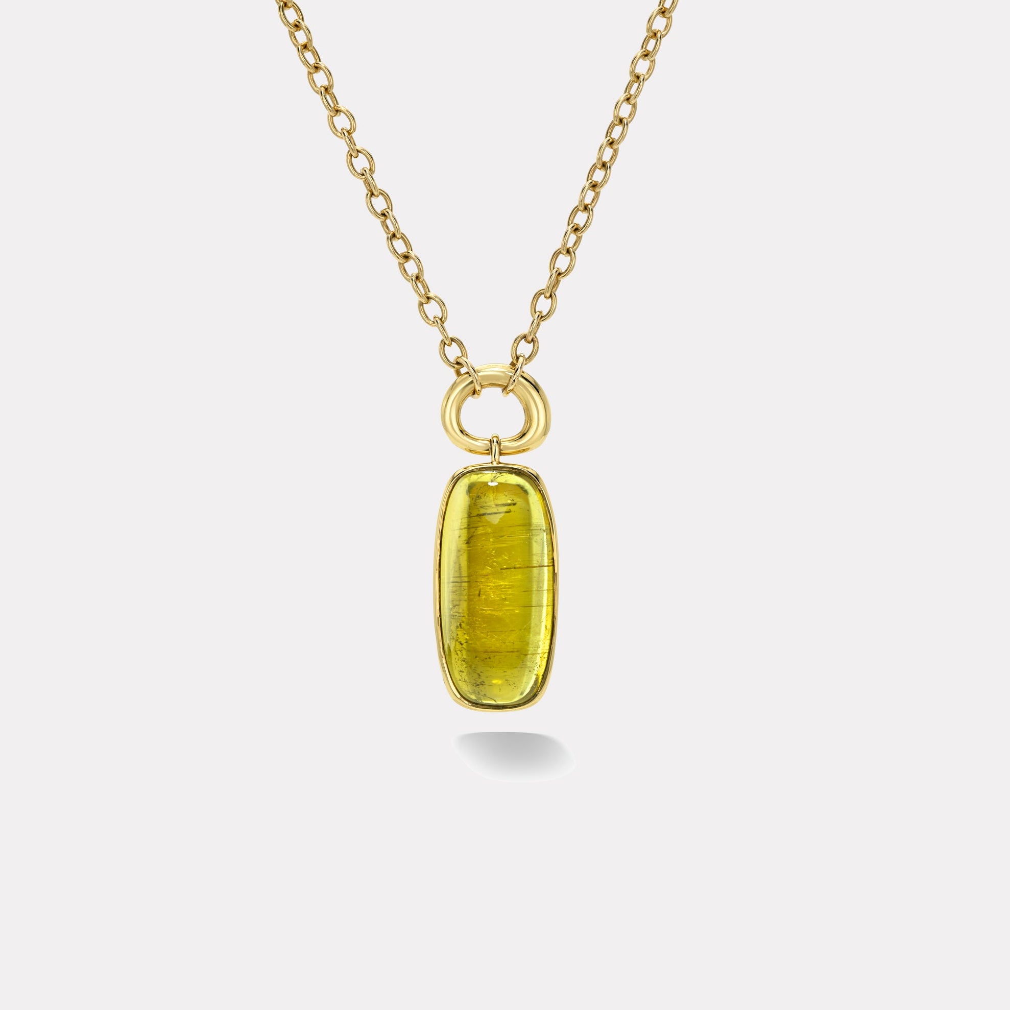 Retrouvai 23.19ct Cabochon Oval Golden Yellow Tourmaline Vein Pendant