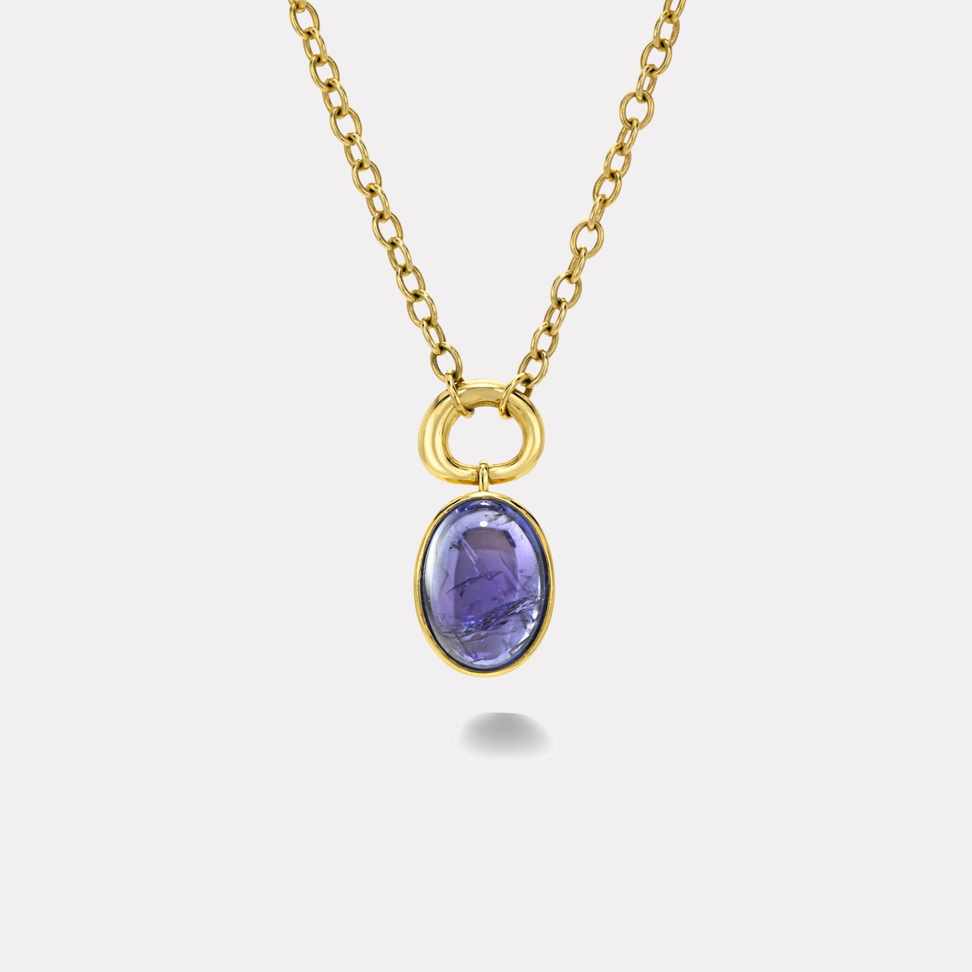 Retrouvai 13.5ct Cabochon Oval Tanzanite Vein Pendant