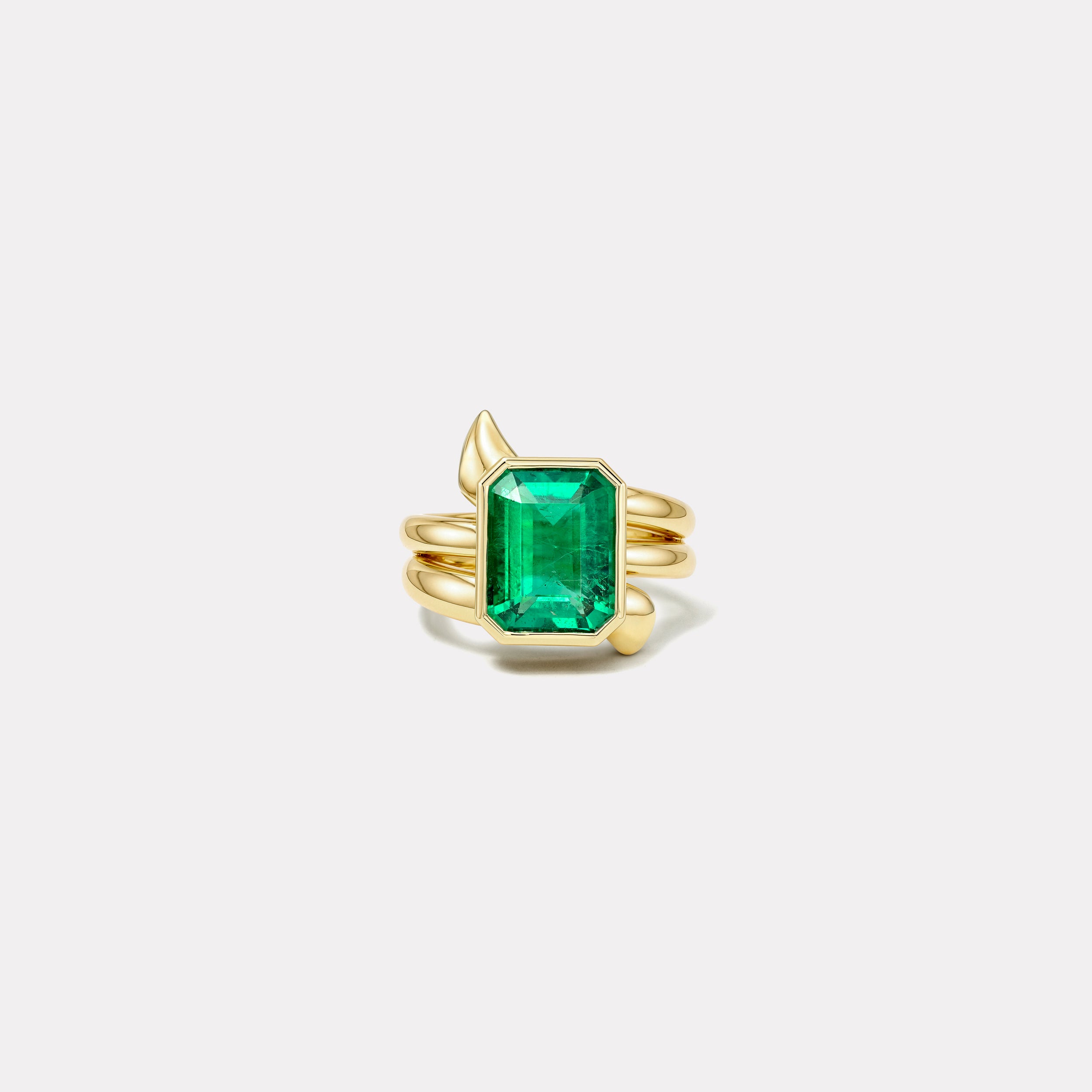 Retrouvai 3.95ct Emerald Cut Emerald Vein Ring