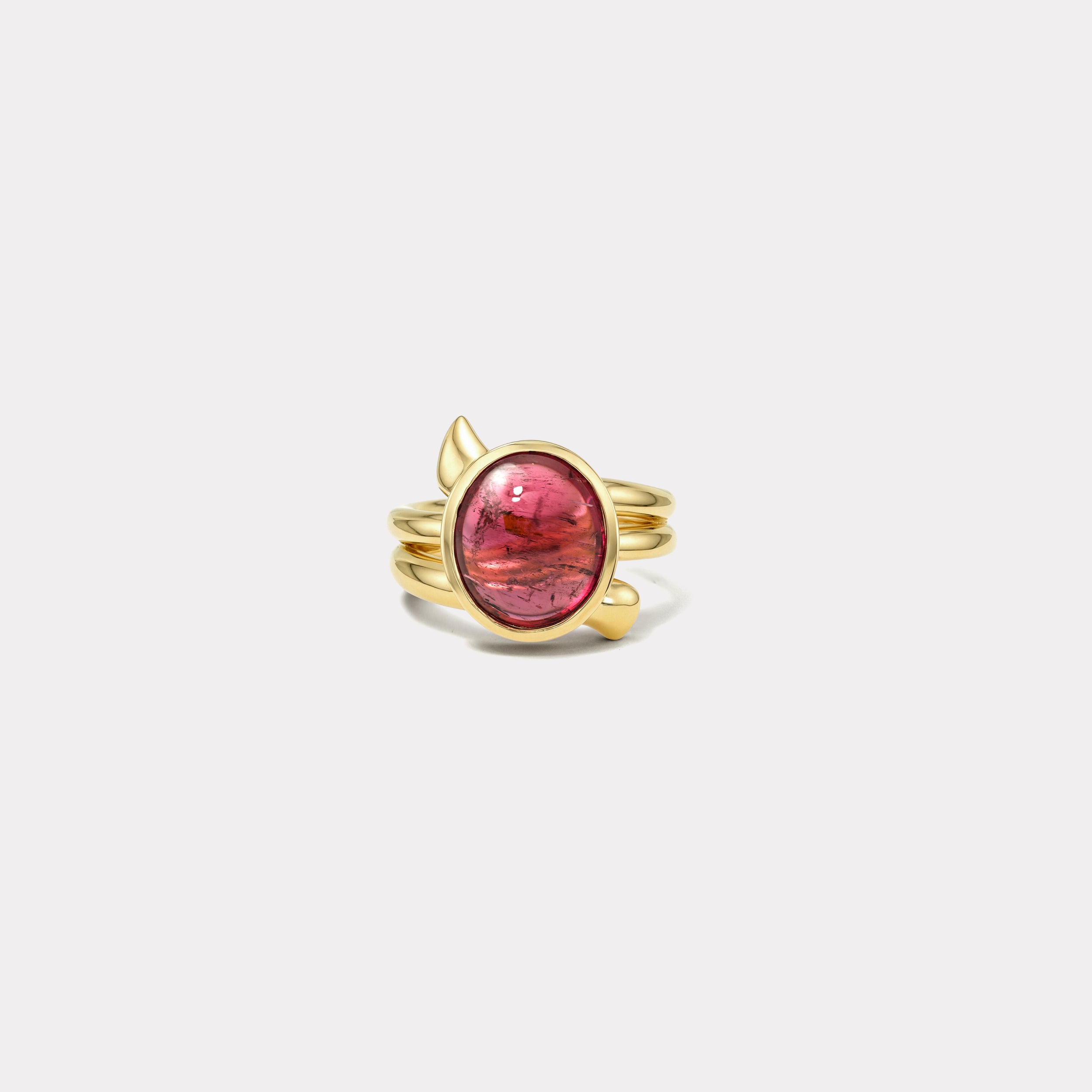 Retrouvai 8.45ct Oval Rubellite Vein Ring