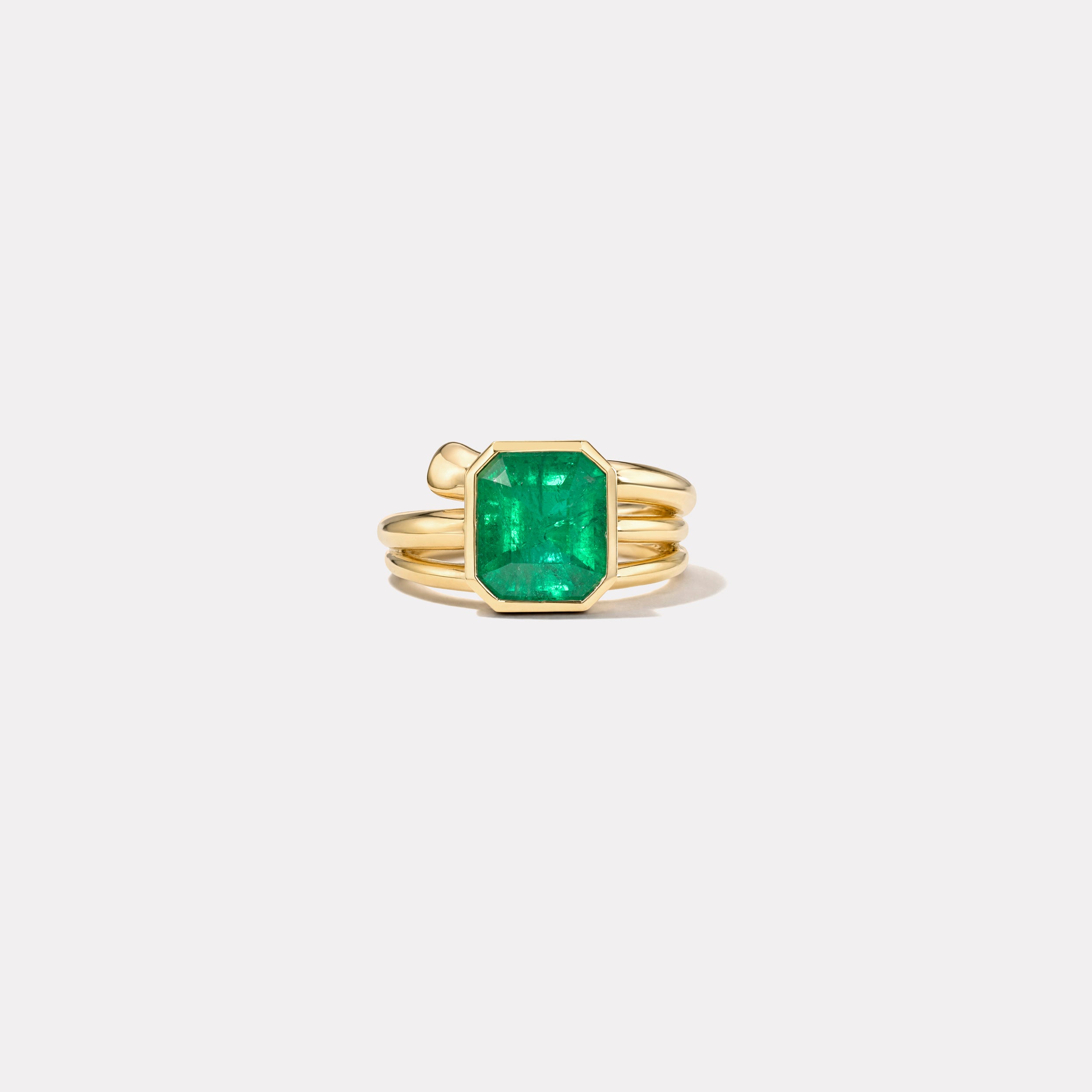 Retrouvai 3.02ct Emerald Cut Emerald Vein Ring