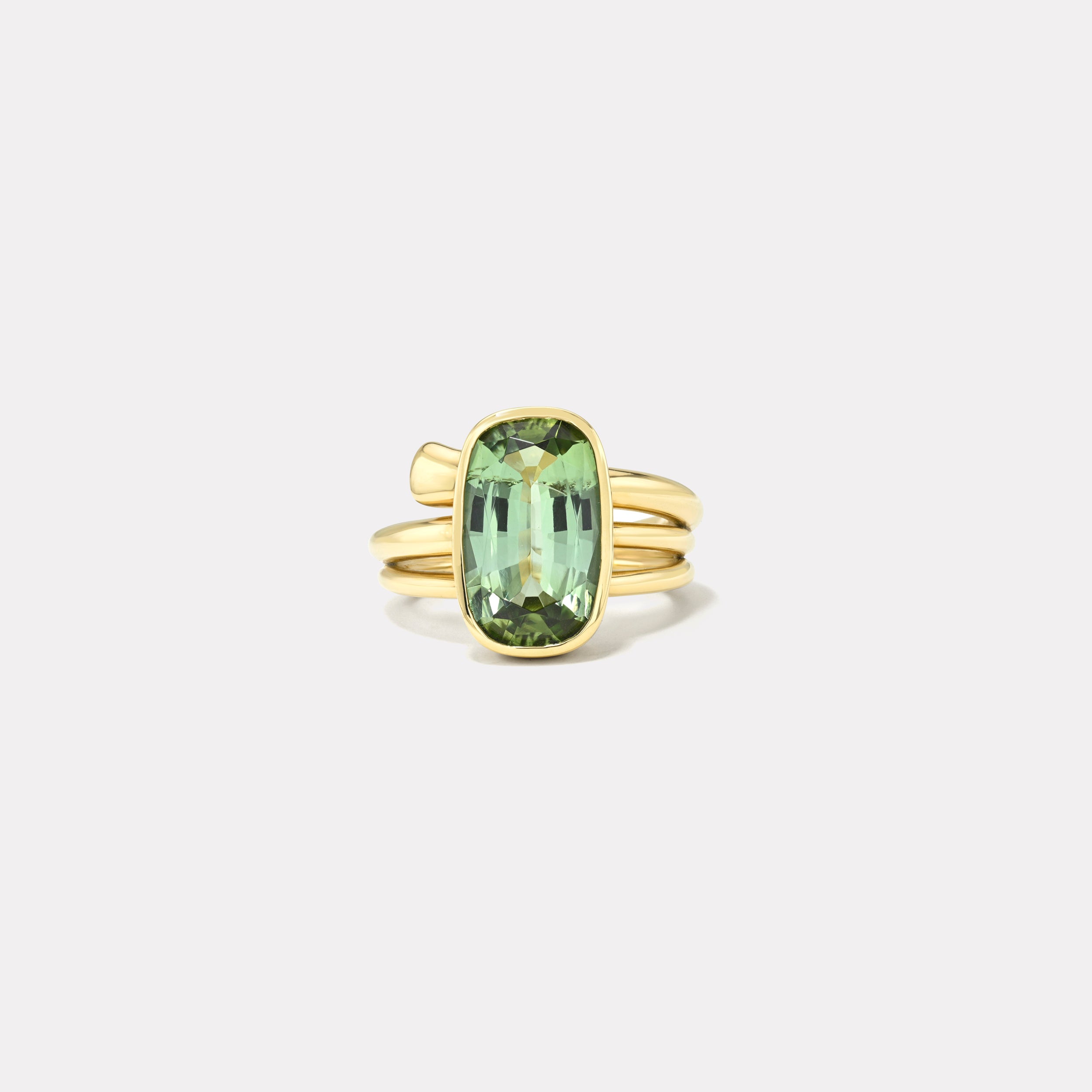 Retrouvai 5.88ct Cushion Mint Green Tourmaline Vein Ring