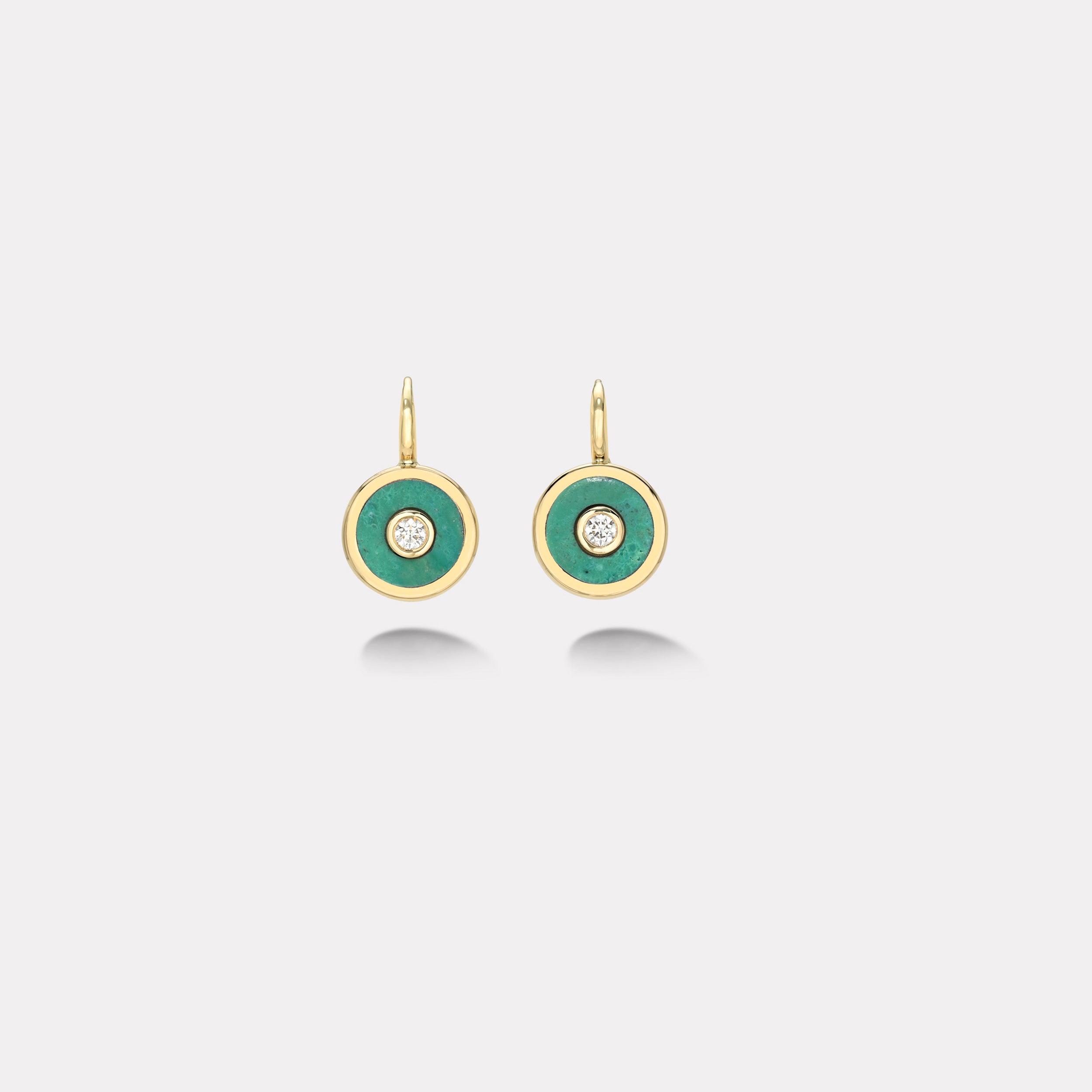 Retrouvai Midi Compass Hook Earrings with Green Turquoise