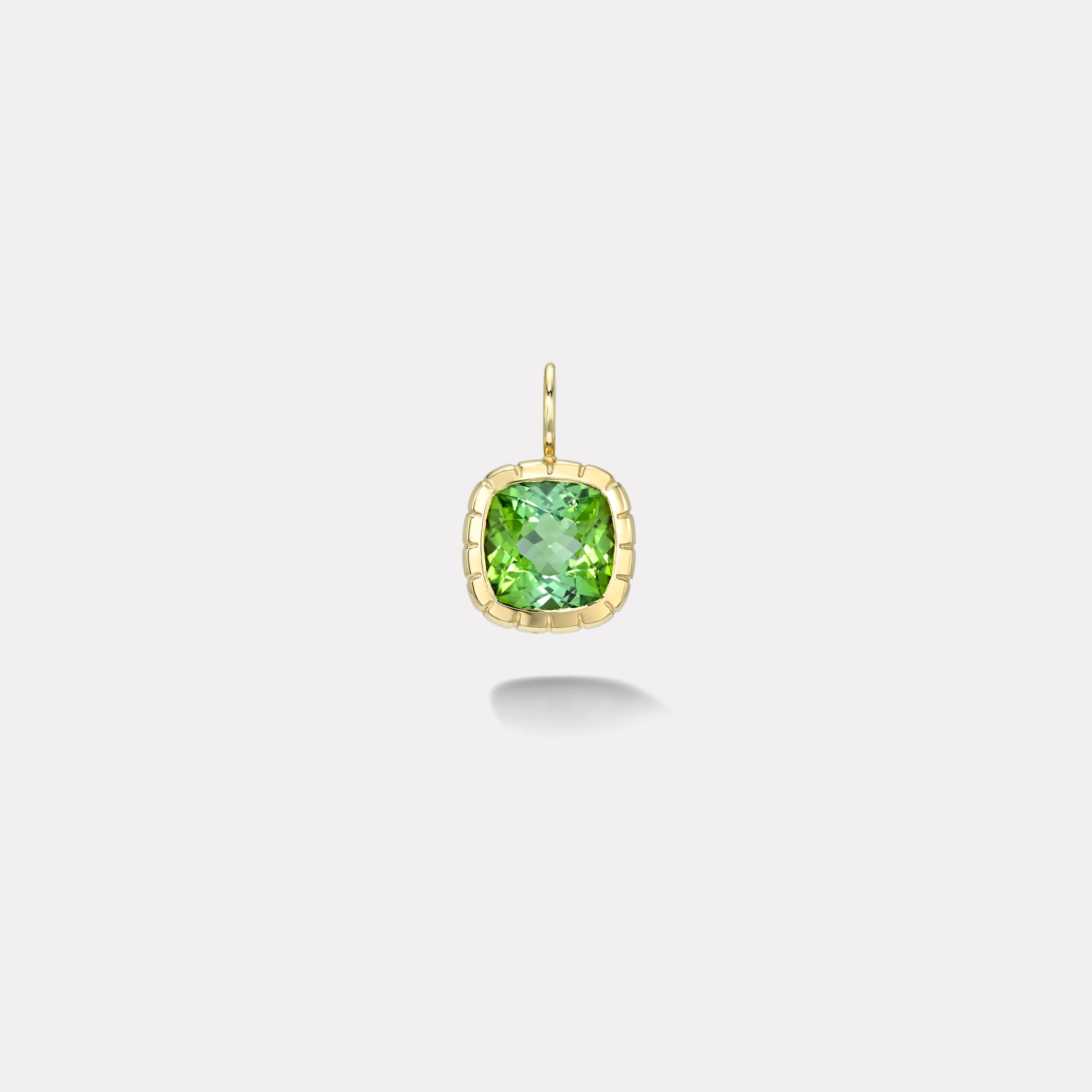 Retrouvai 4.25ct Cushion Green Tourmaline Heirloom Bezel Charm