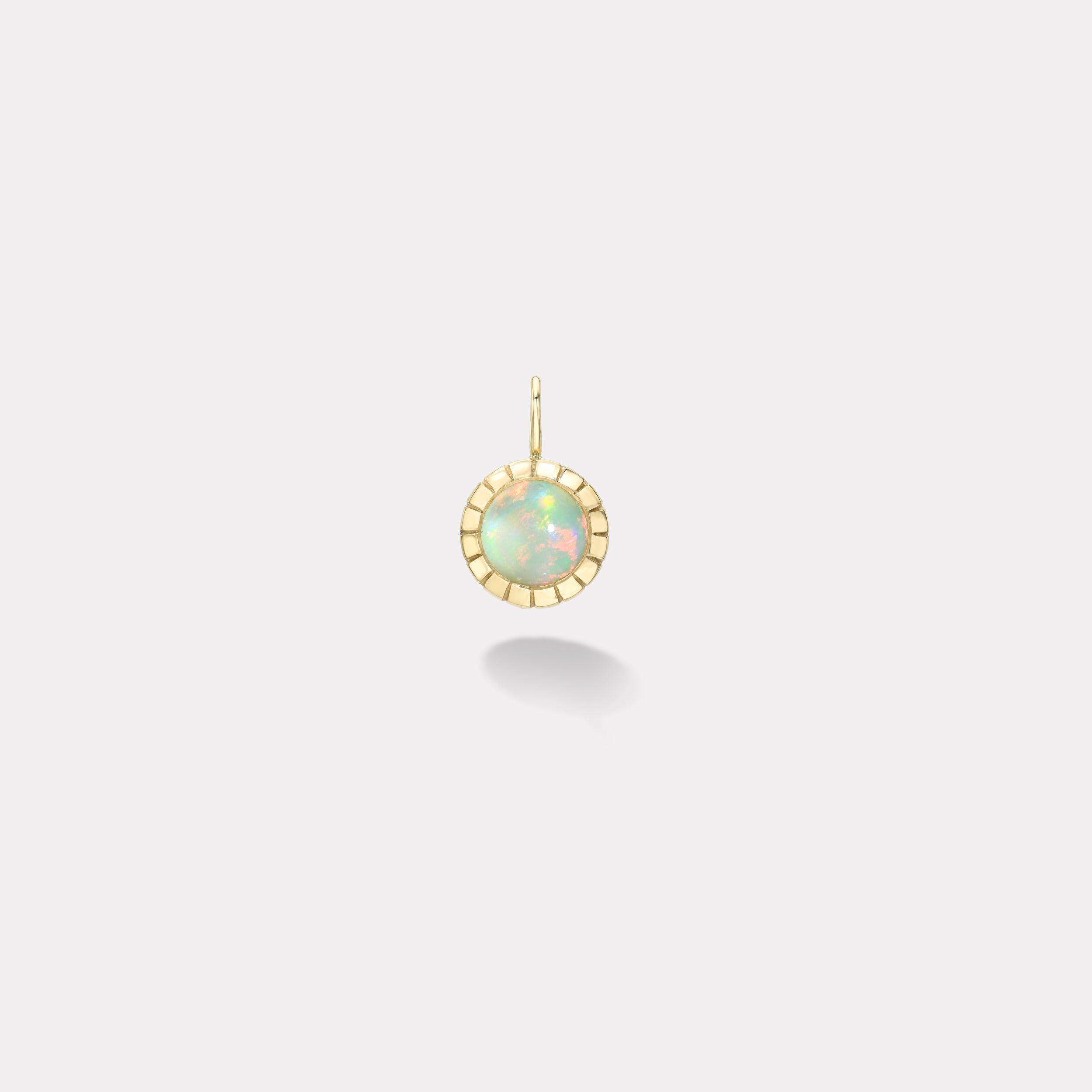 Retrouvai 2.17ct Round Cabochon Ethiopian Opal Heirloom Bezel Charm
