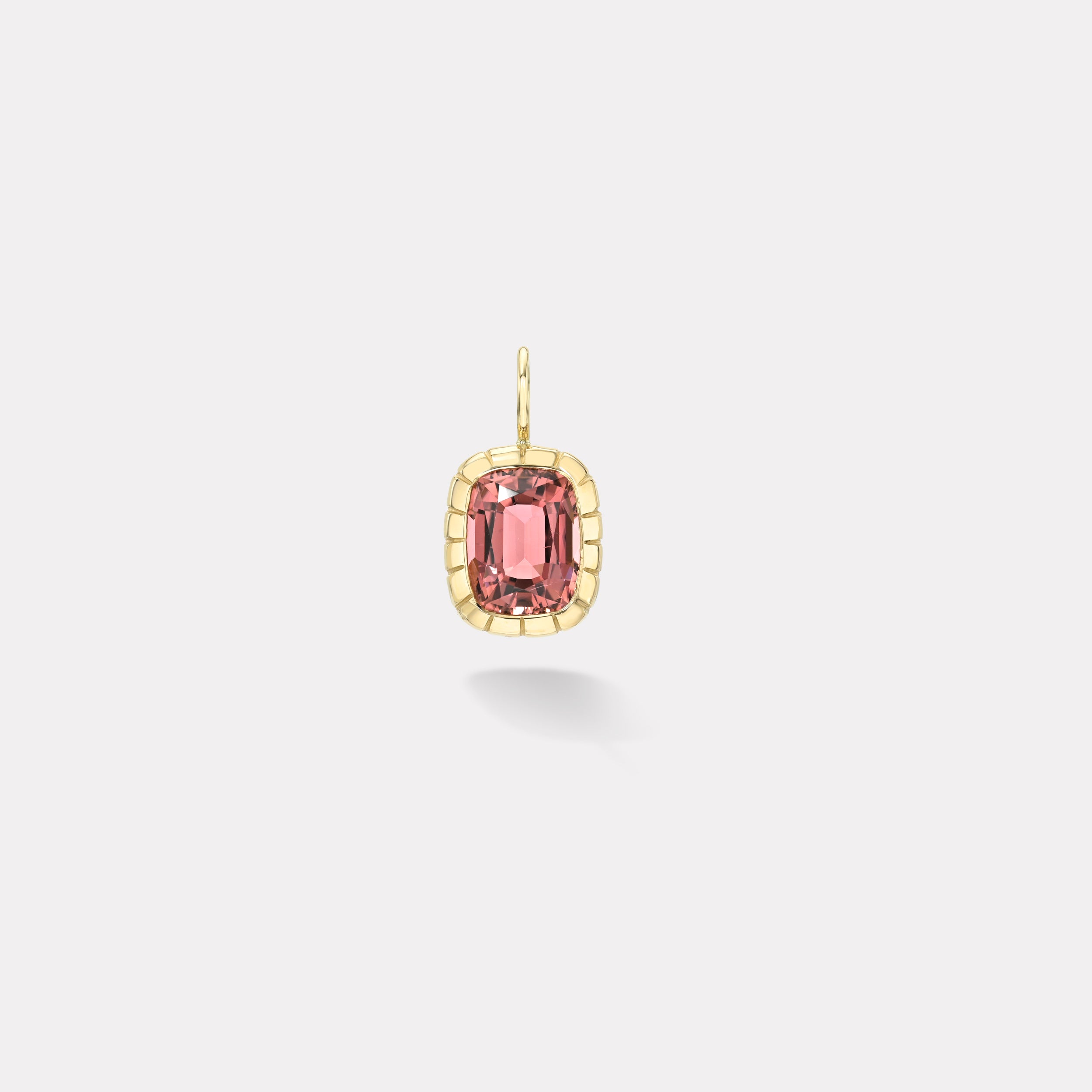 Retrouvai 4.09ct Cushion Pink Tourmaline Heirloom Bezel Charm