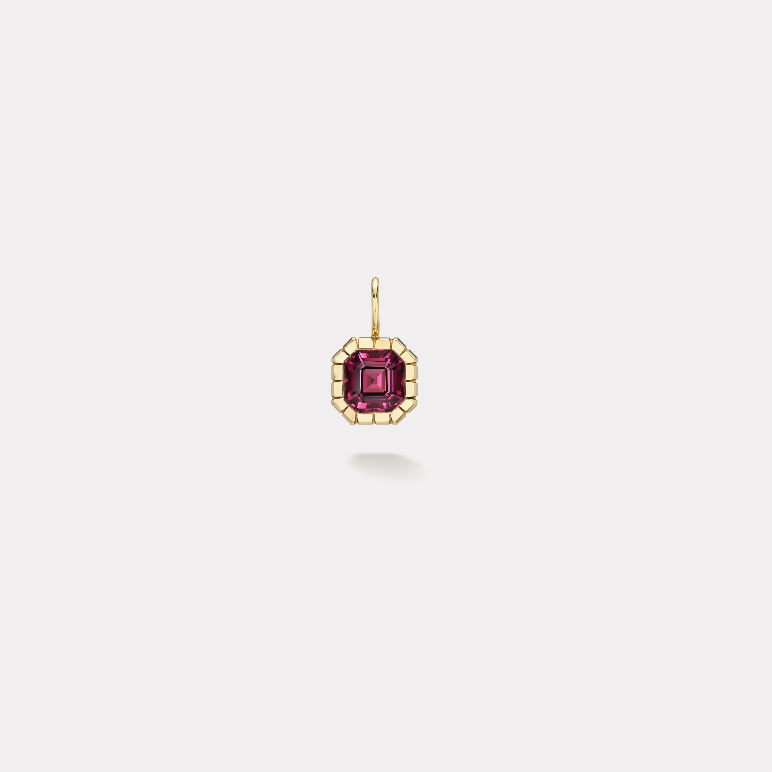 Retrouvai 2.40ct Asscher Rhodolite Garnet Heirloom Bezel Charm