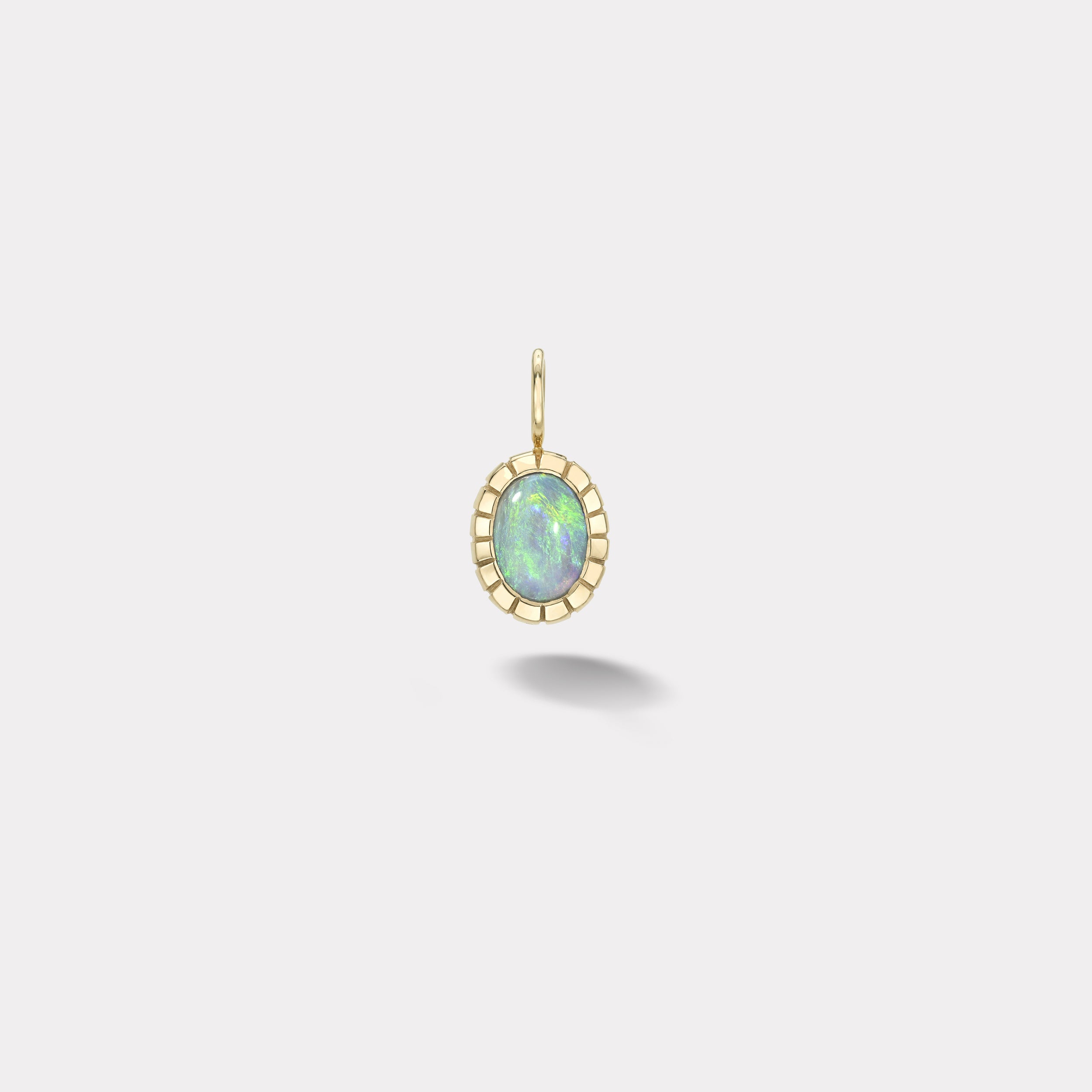 Retrouvai 1.51ct Cabochon Oval Australian Opal Heirloom Bezel Charm