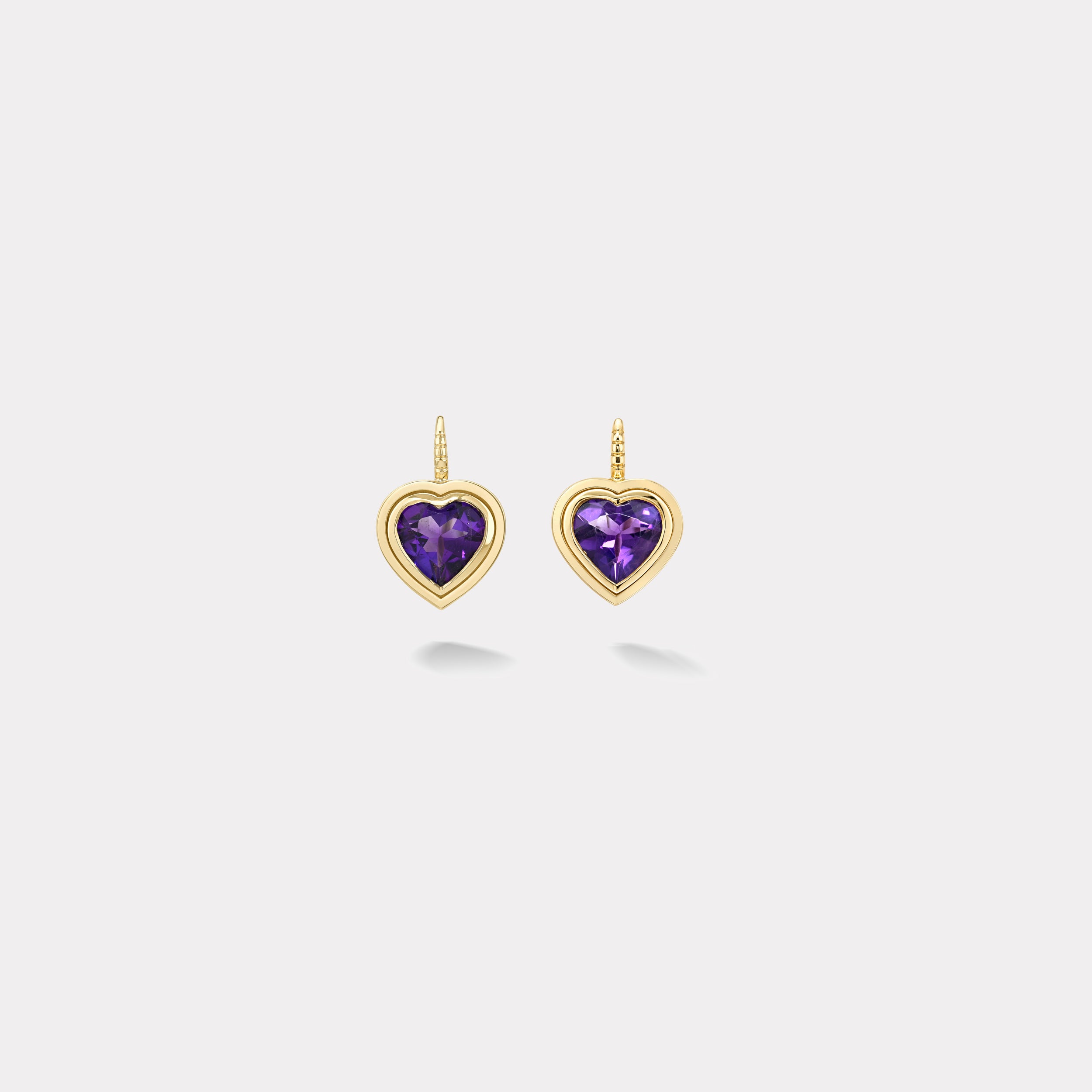 Retrouvai 3.49ct Heart Amethyst Bounce Earrings