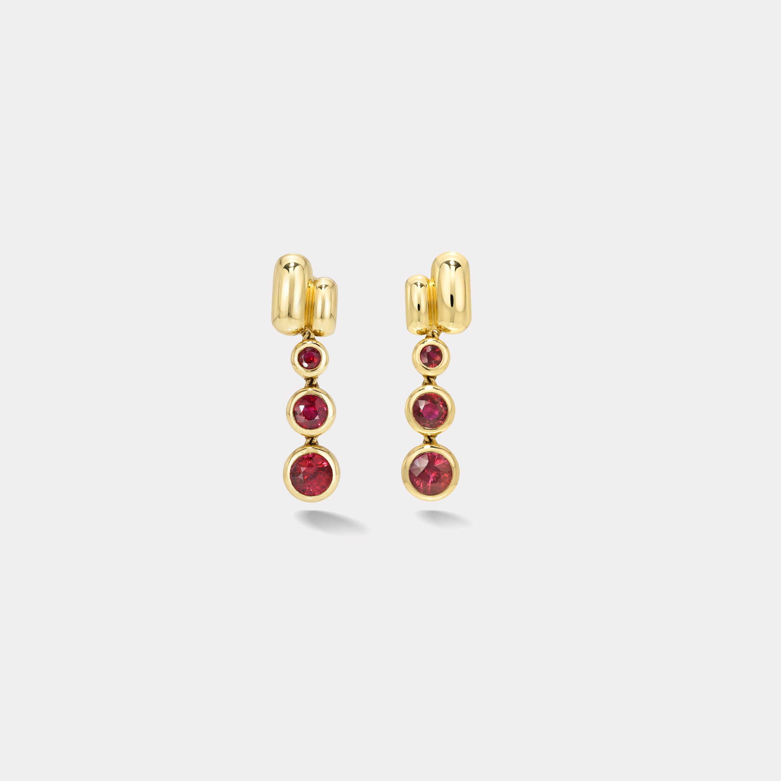 Retrouvai Balloon Magna Drop Earrings with Rubies