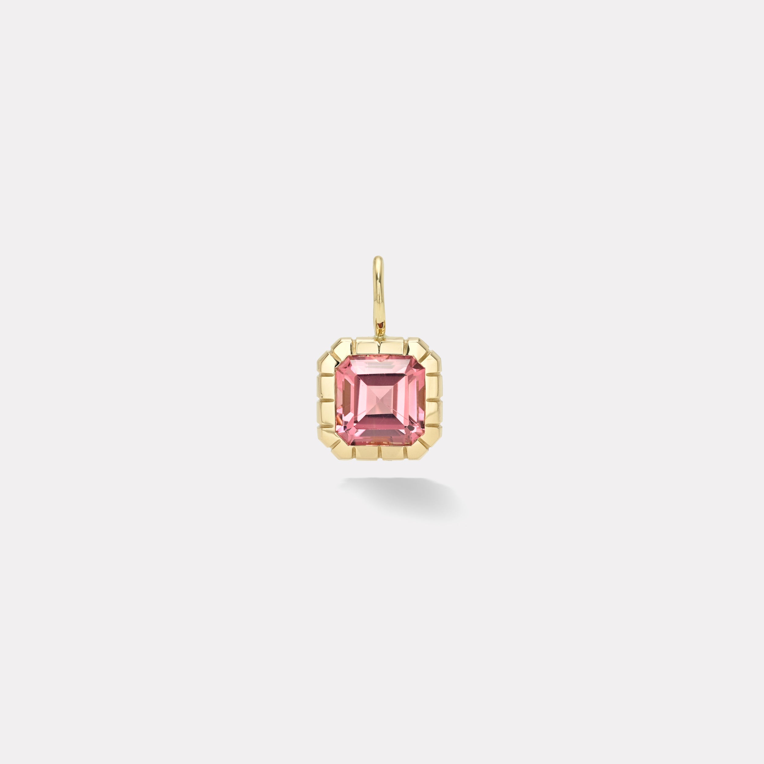 Retrouvai 2.87ct Asscher Pink Tourmaline Heirloom Bezel Charm