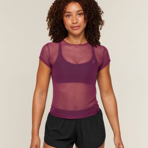 Gymshark Hybrid Mesh T-Shirt - Strength Pink