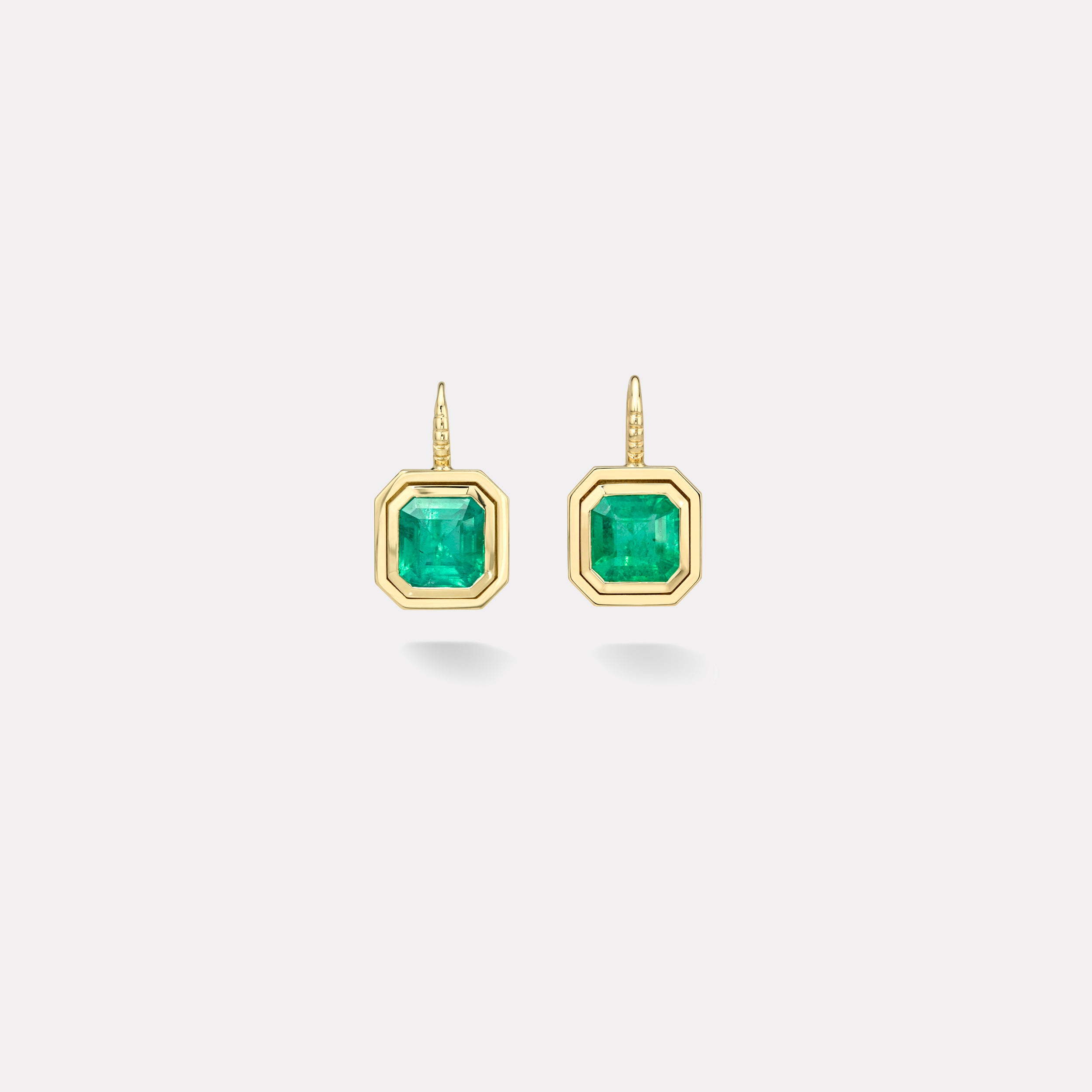 Retrouvai 3.58ct Emerald Cut Emerald Bounce Earrings