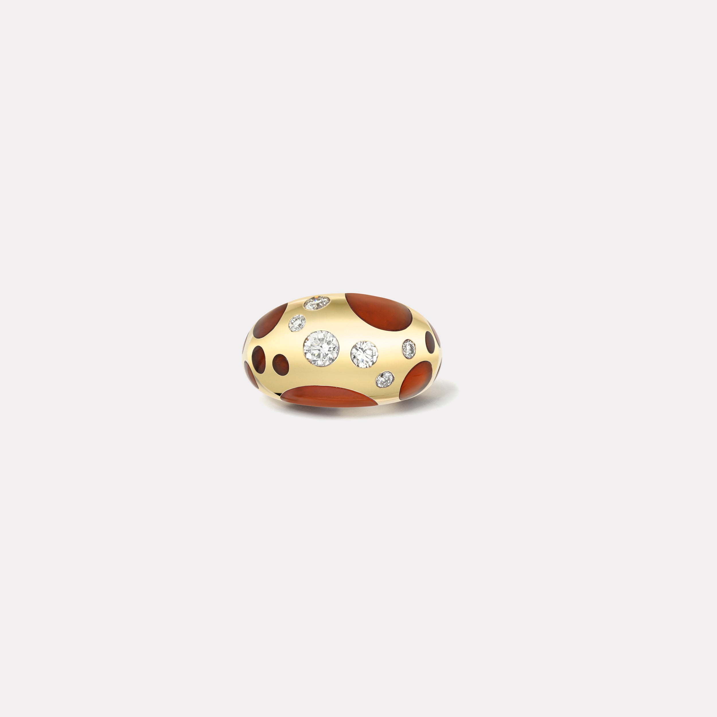 Retrouvai Large Polka Dot Carnelian Bombe Ring with .58ct Diamonds