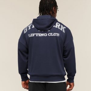Gymshark Faded Collegiate Graphic Hoodie - Heavy Blue