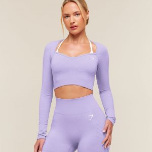 Gymshark Vital Sweetheart Neck Crop Top - Pace Purple/Marl