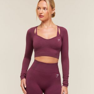 Gymshark Vital Sweetheart Neck Crop Top - Strength Pink/Marl