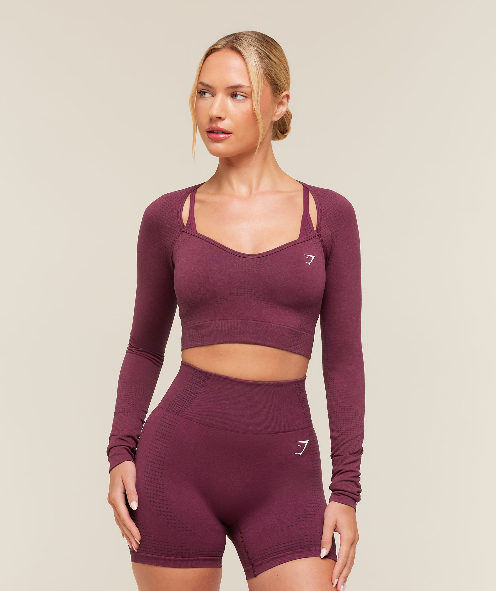 Gymshark Vital Sweetheart Neck Crop Top - Strength Pink/Marl