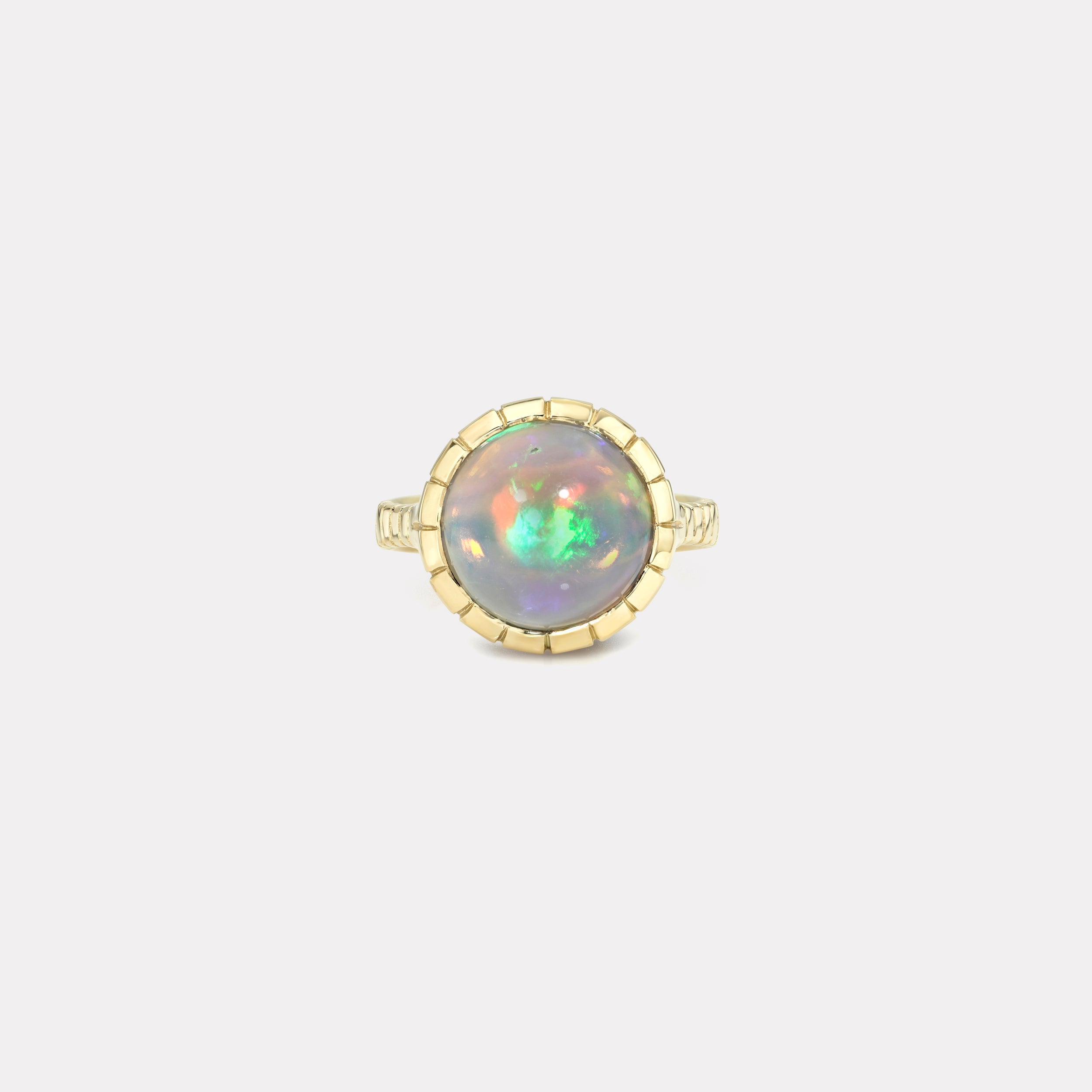 Retrouvai 6.74ct Ethiopian Opal Heirloom Bezel Ring