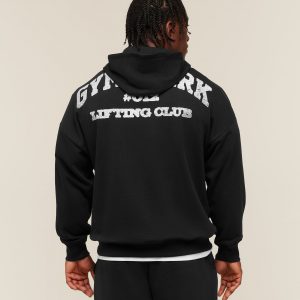Gymshark Faded Collegiate Graphic Hoodie - Black