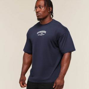 Gymshark Faded Collegiate Graphic T-Shirt - Heavy Blue