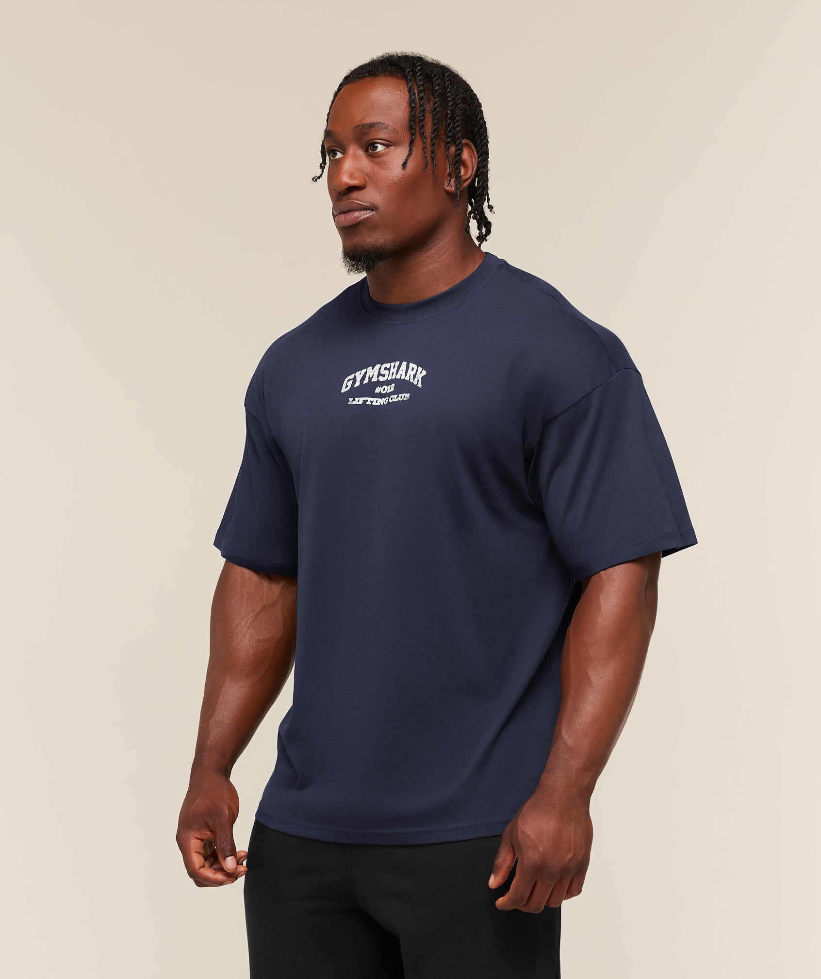 Gymshark Faded Collegiate Graphic T-Shirt - Heavy Blue