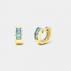 Retrouvai Classic Aquamarine Baguette Buckle Huggies