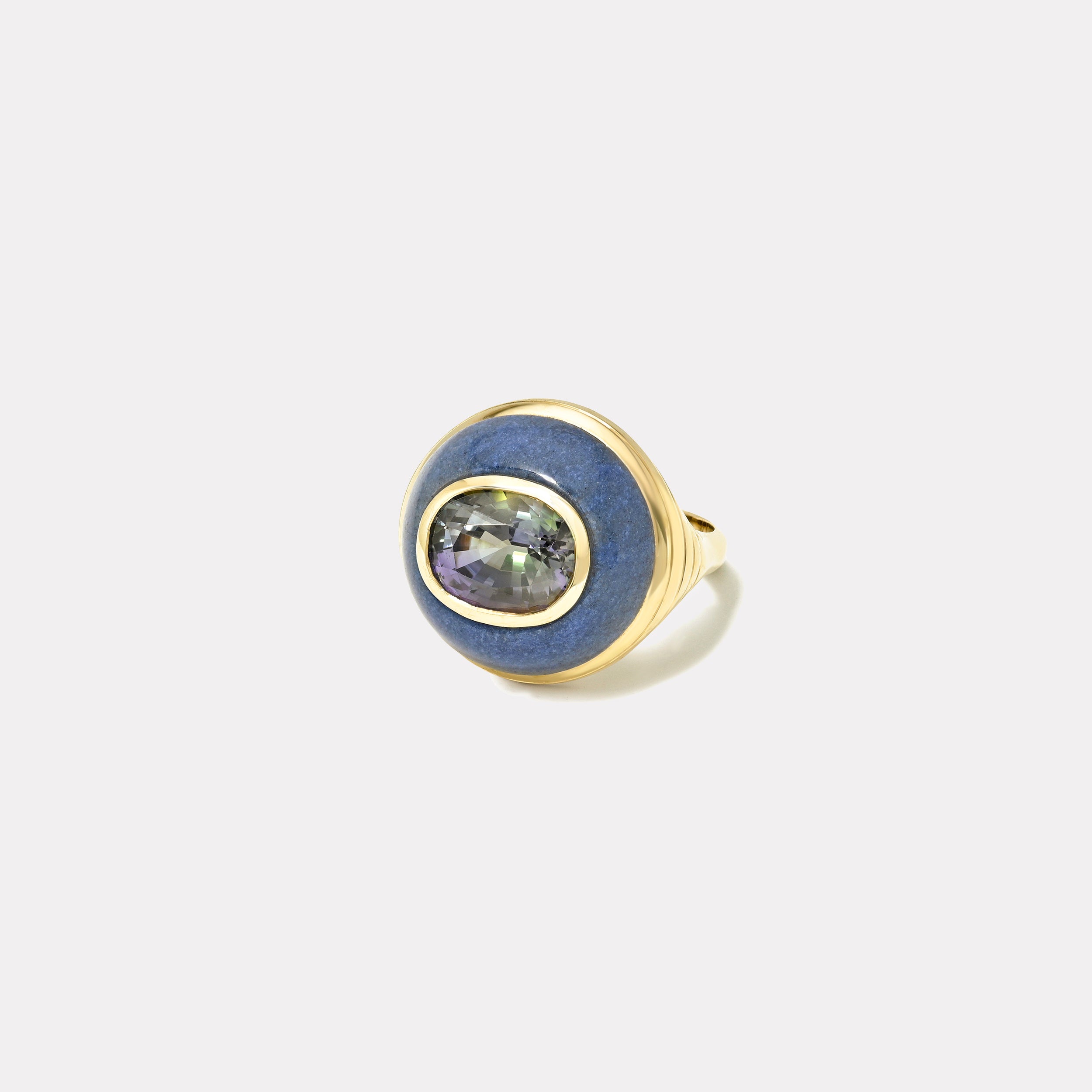 Retrouvai 4.31ct Oval Tanzanite in Trolleite Petite Lollipop Ring