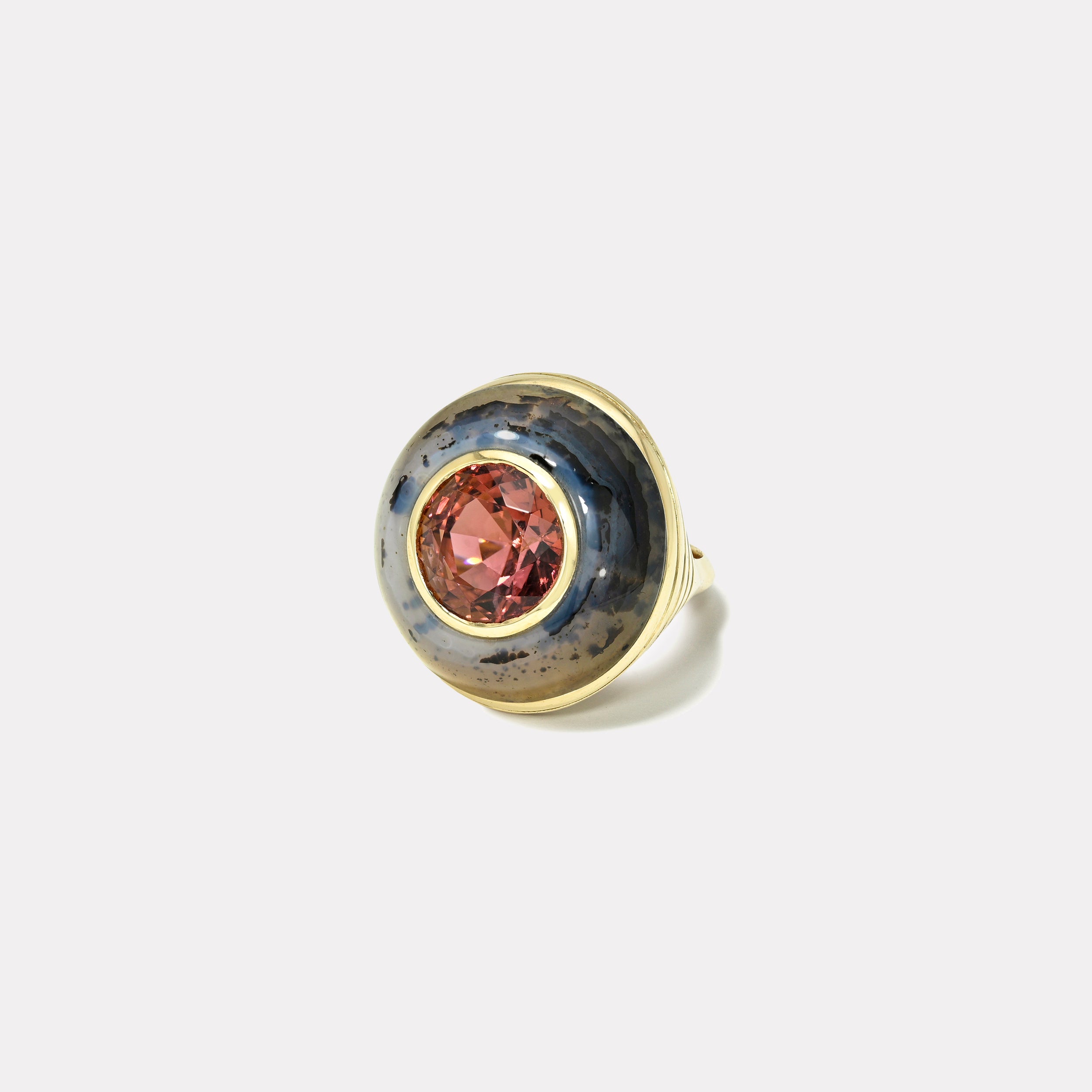 Retrouvai 5.5ct Berry Tourmaline in Dendrite Classic Lollipop Ring