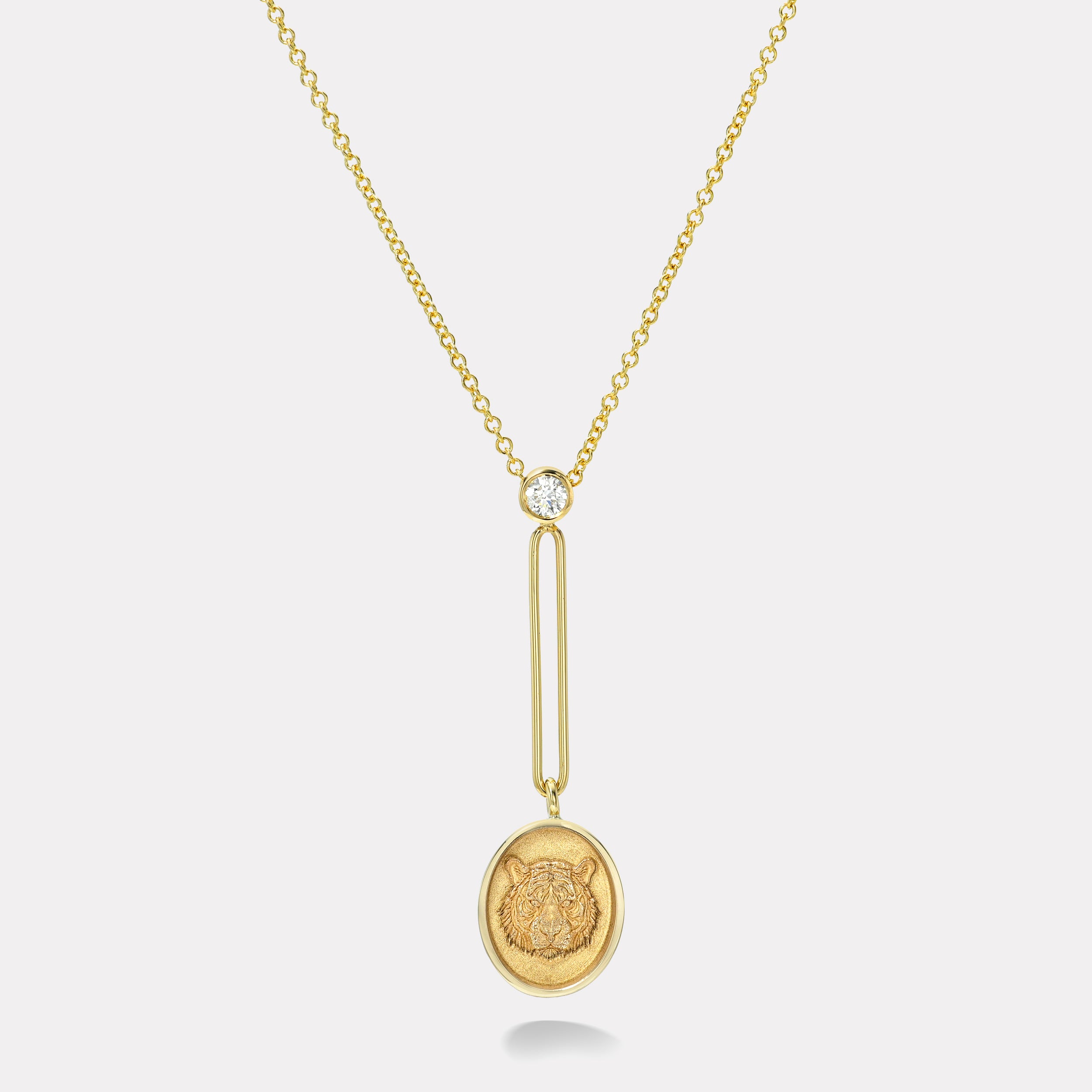 Retrouvai Tiger Fantasy Signet Pendant Necklace
