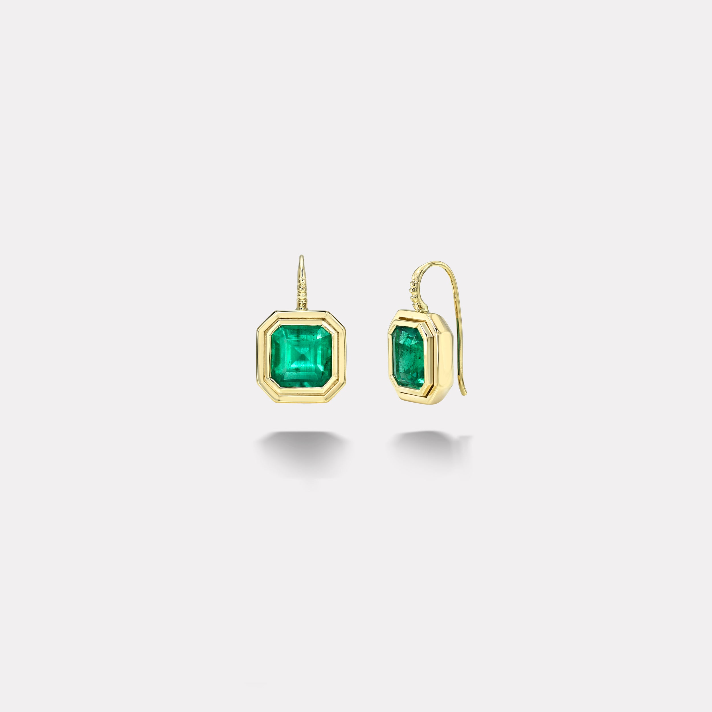 Retrouvai 4.53ct Emerald Cut Emerald Bounce Earrings