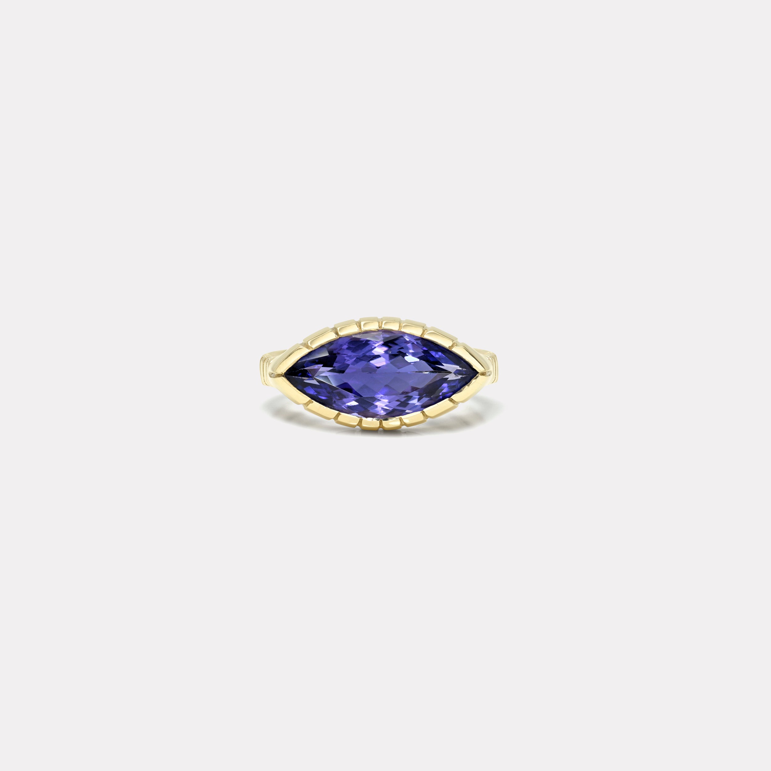 Retrouvai 4.47ct Marquise Tanzanite Heirloom Bezel Ring