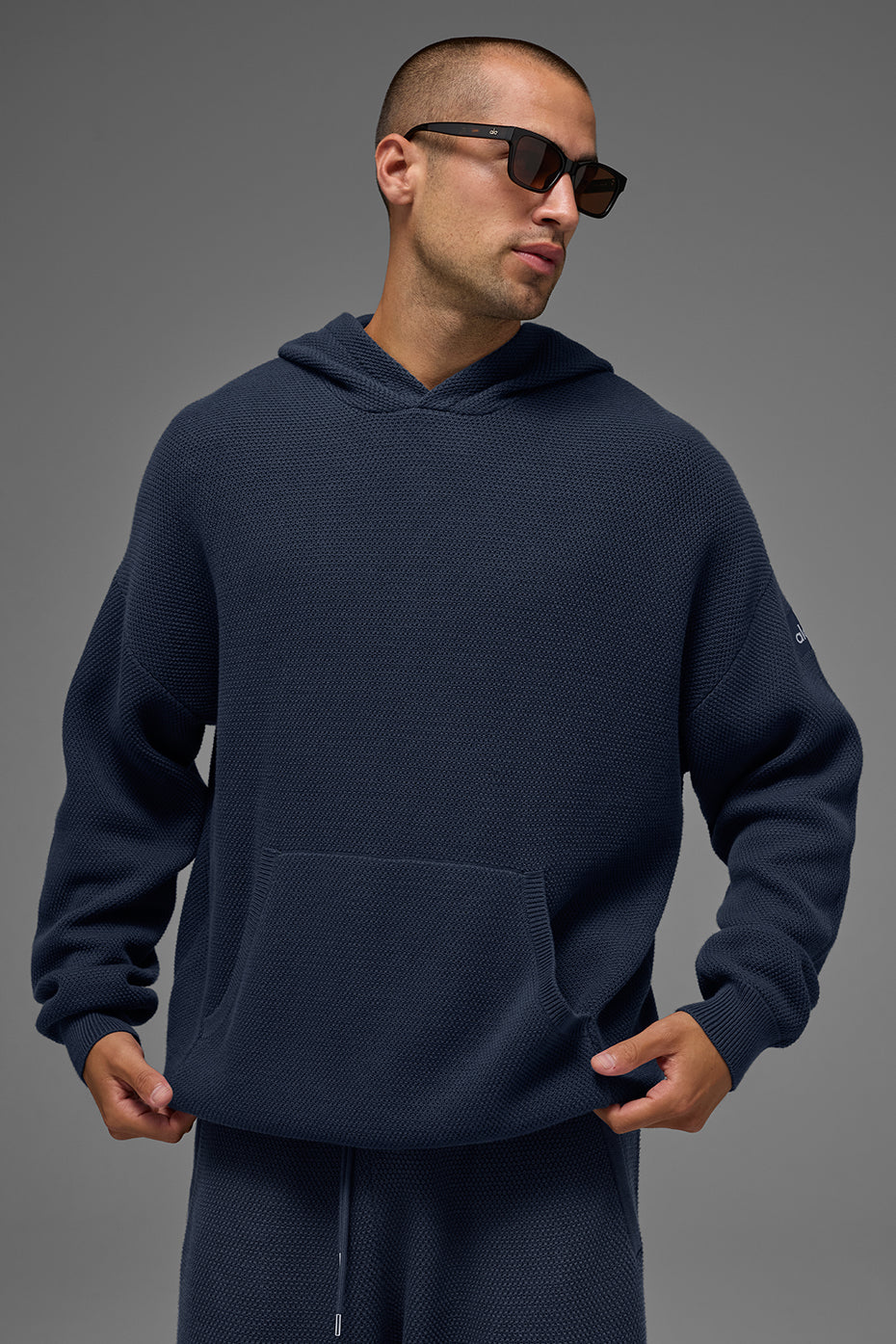 Aloyoga Sports Club Sweater Knit Hoodie - Navy