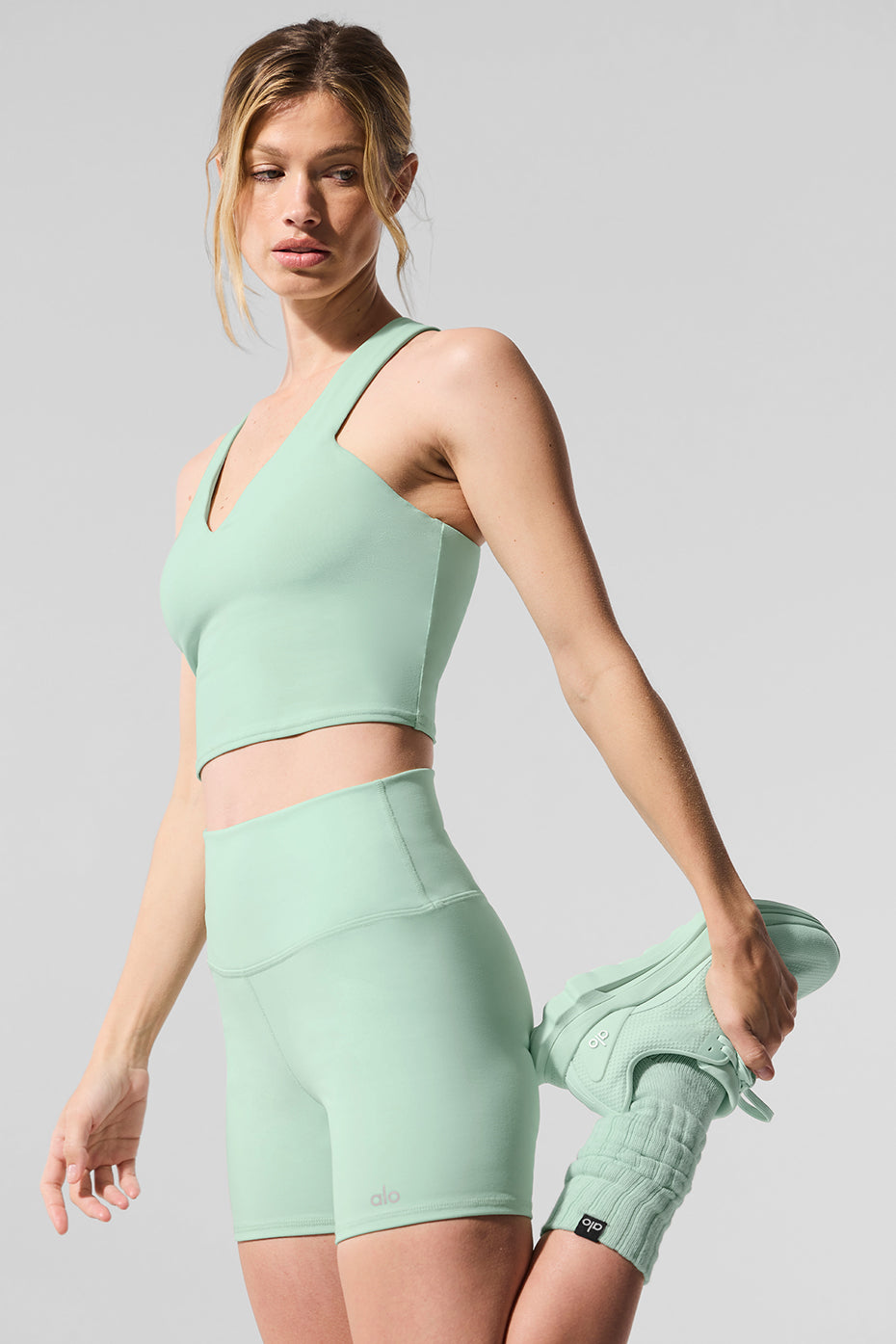 Aloyoga 5" Airbrush High-Waist Biker Short - Spearmint
