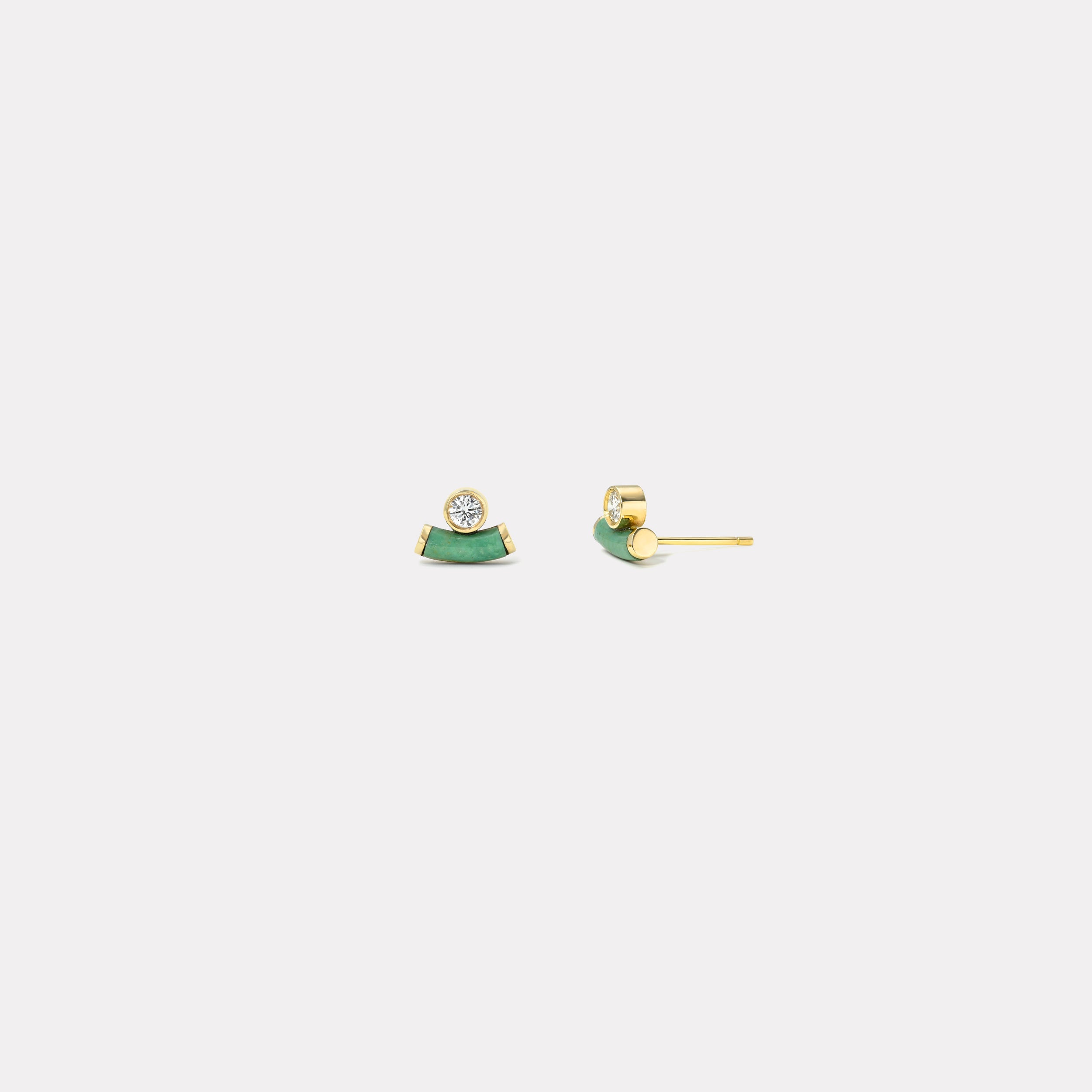 Retrouvai Alchemy Stud Earrings with Green Turquoise