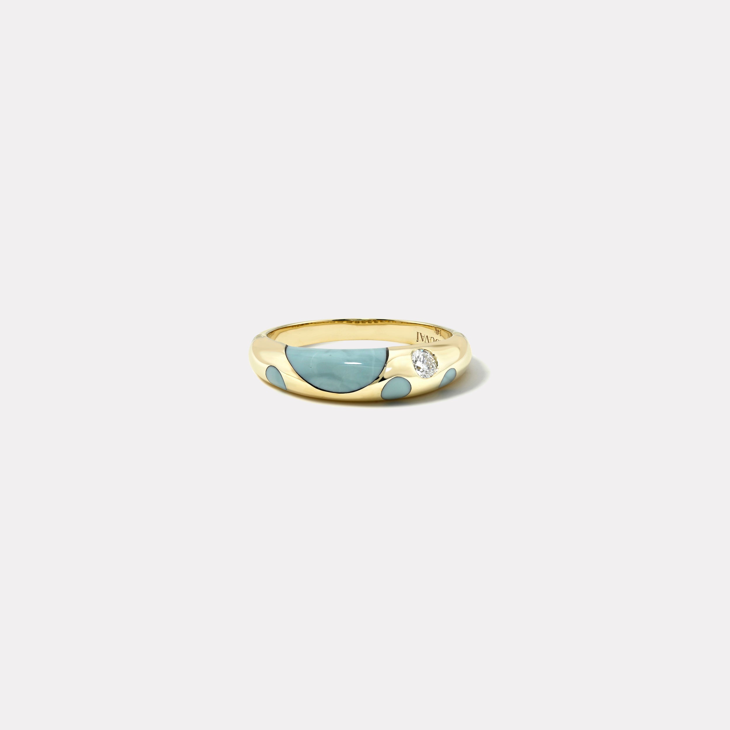 Retrouvai Milky Turquoise Petite Polka Dot Bombe Ring