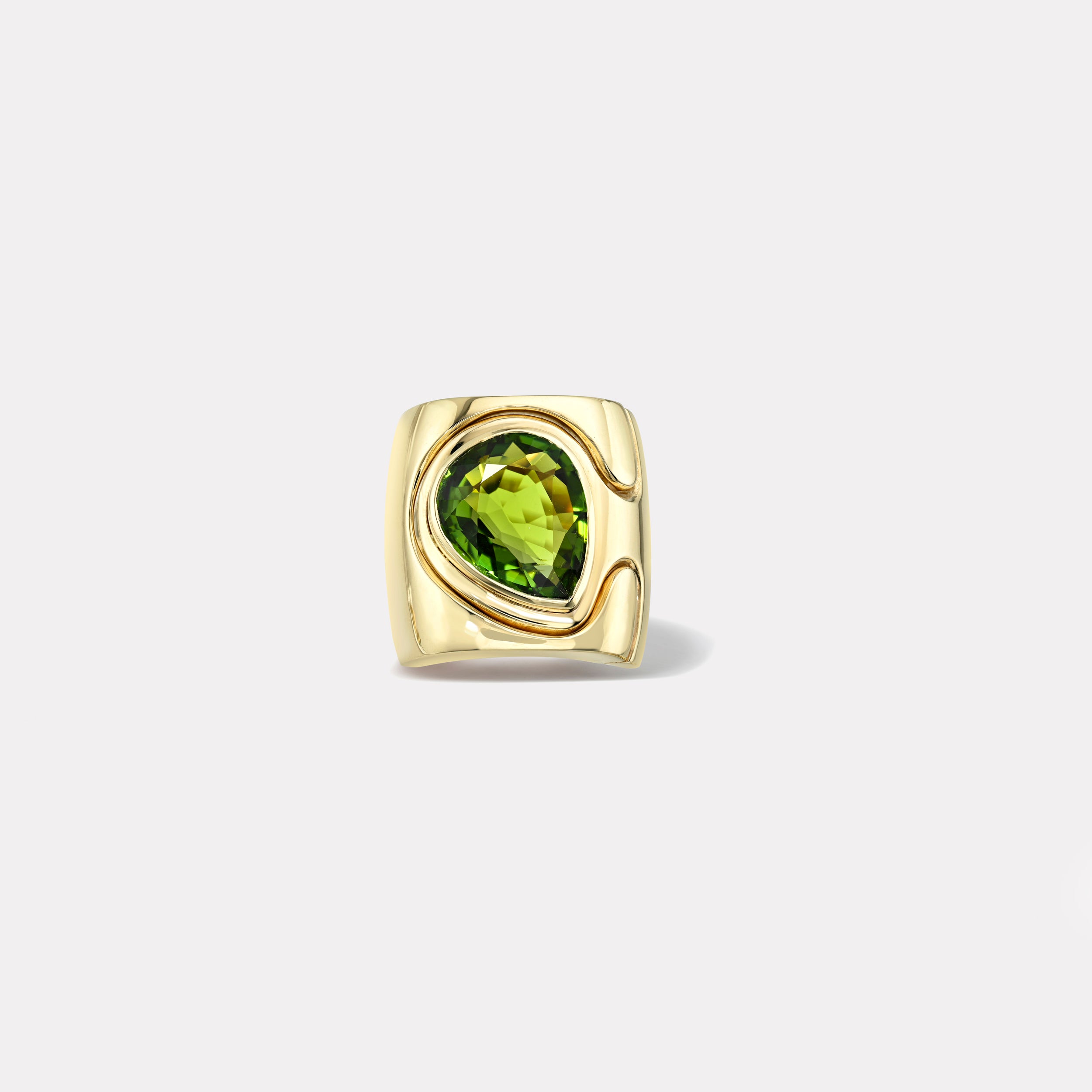 Retrouvai 6.23ct Pear Green Tourmaline Impetus Interlocking Puzzle Ring